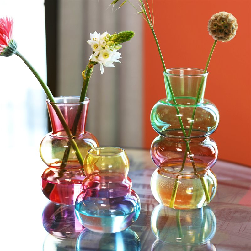 Stained glass vase Droplet green