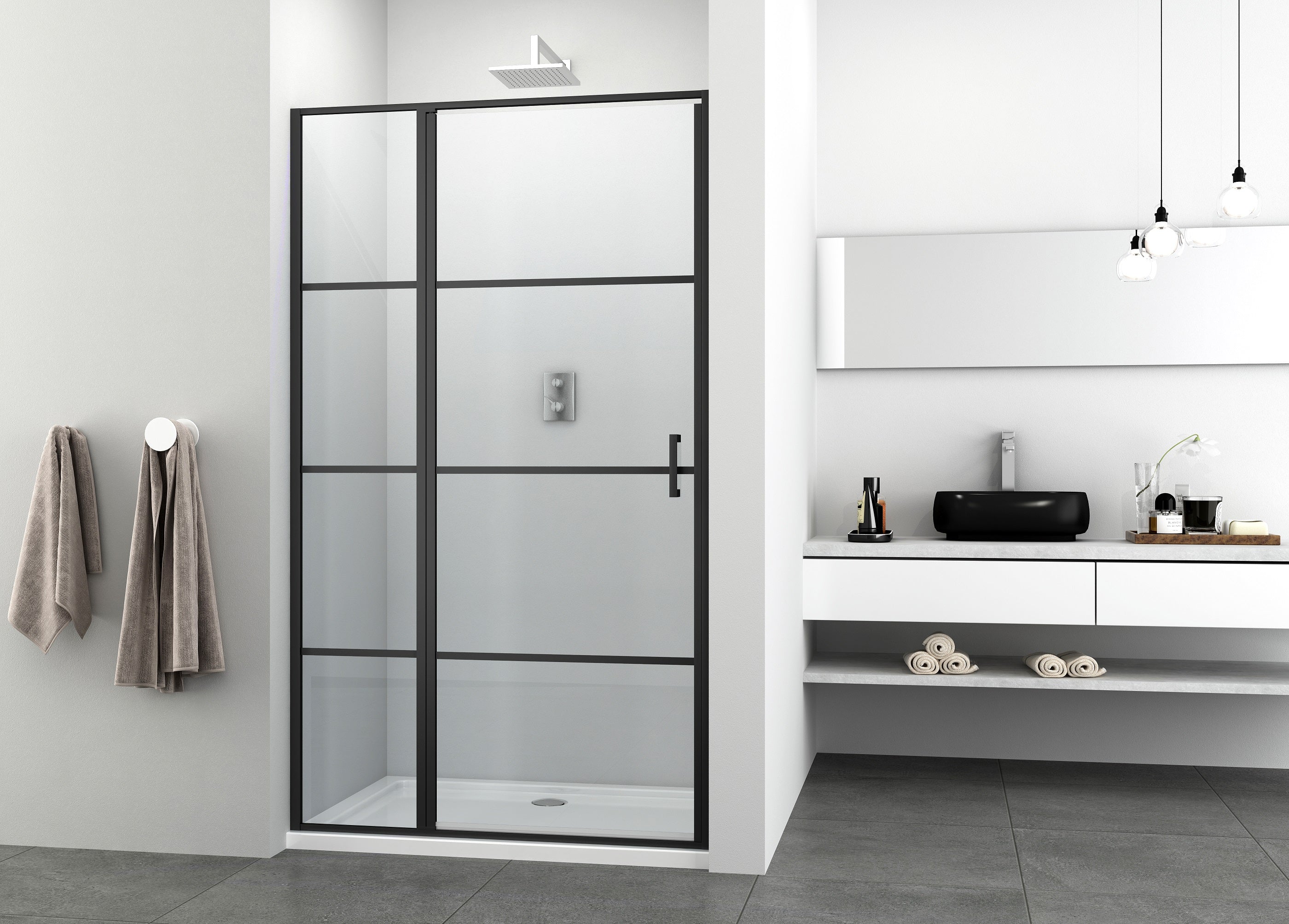 Puerta batiente 100 cm | Negro mate
