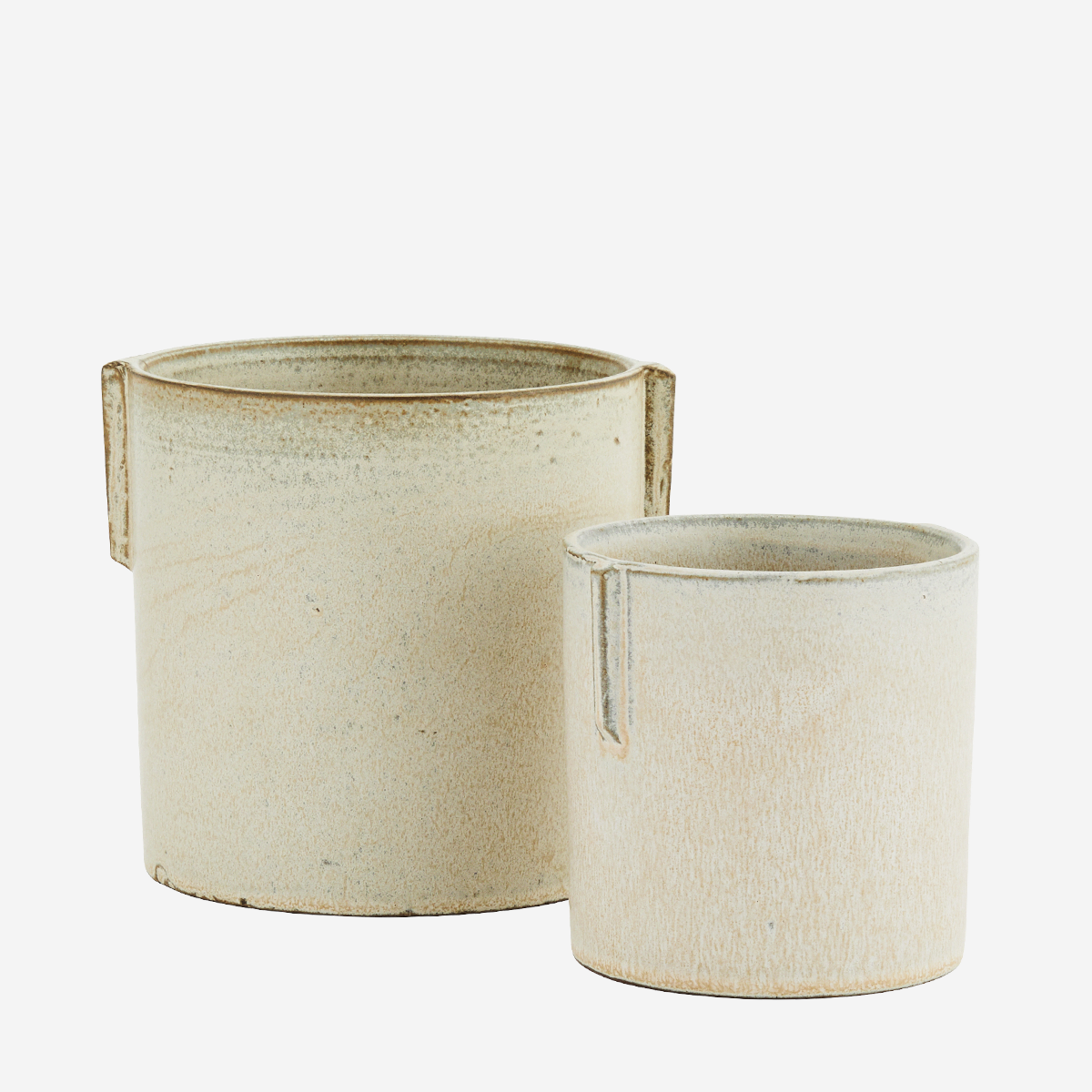 Stoneware flower pots in white, 2 pcs.