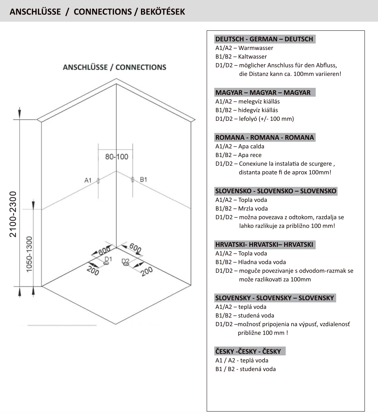 Complete shower cubicle STYLE 90x90x225 cm