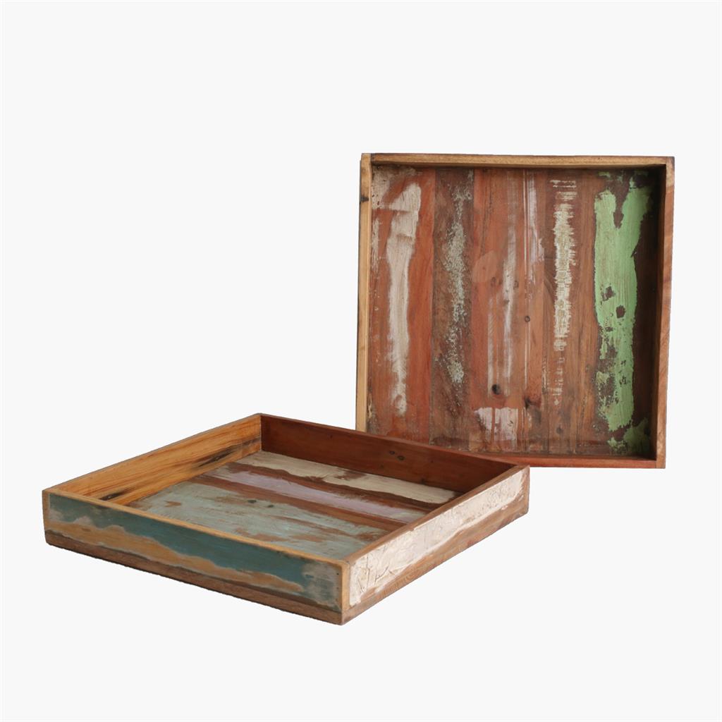 Bandeja cuadrada de madera de desecho