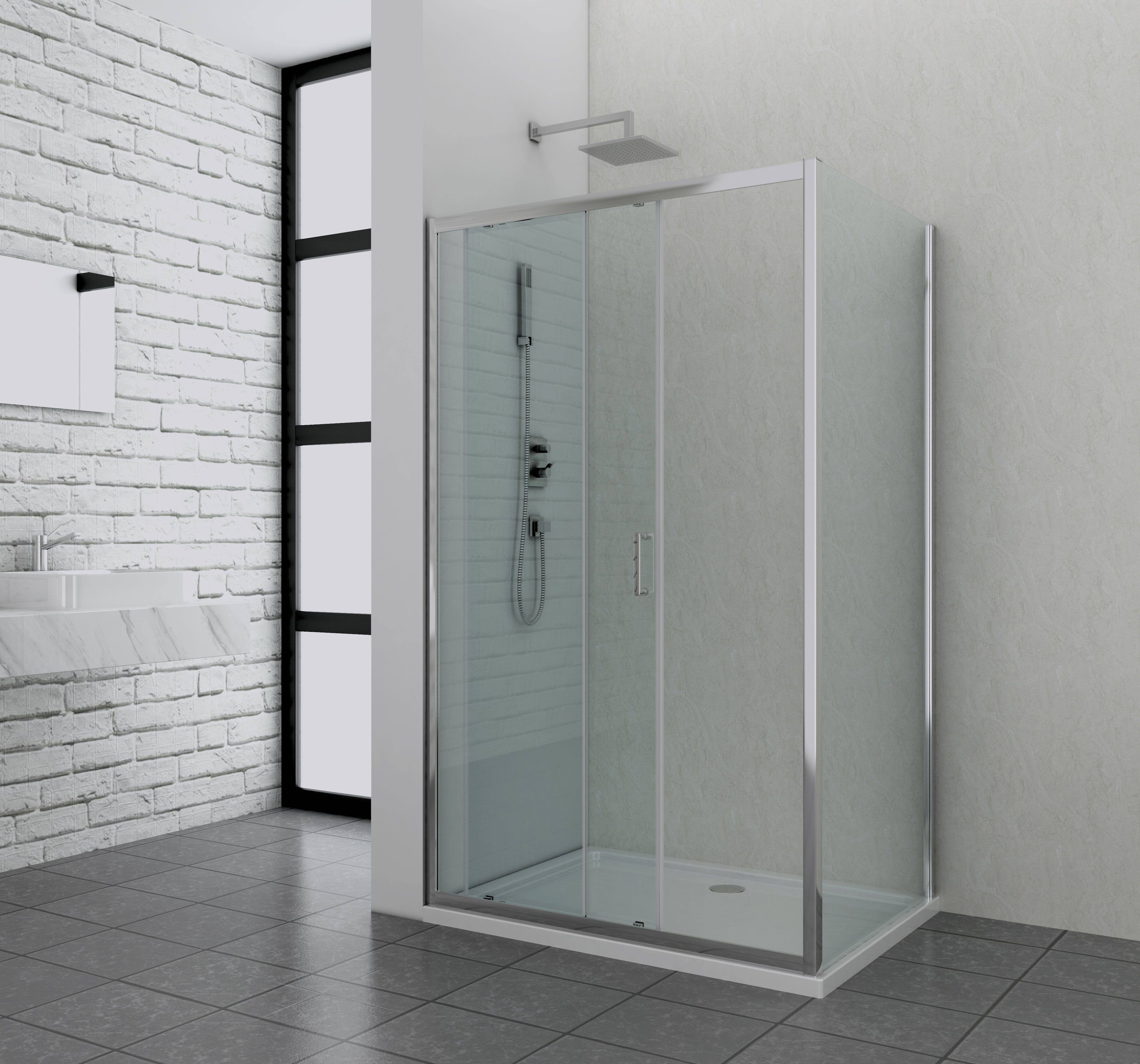 Elemento fijo de cristal Elite cromado de 6 mm con Easy Clean en 2 tamaños diferentes