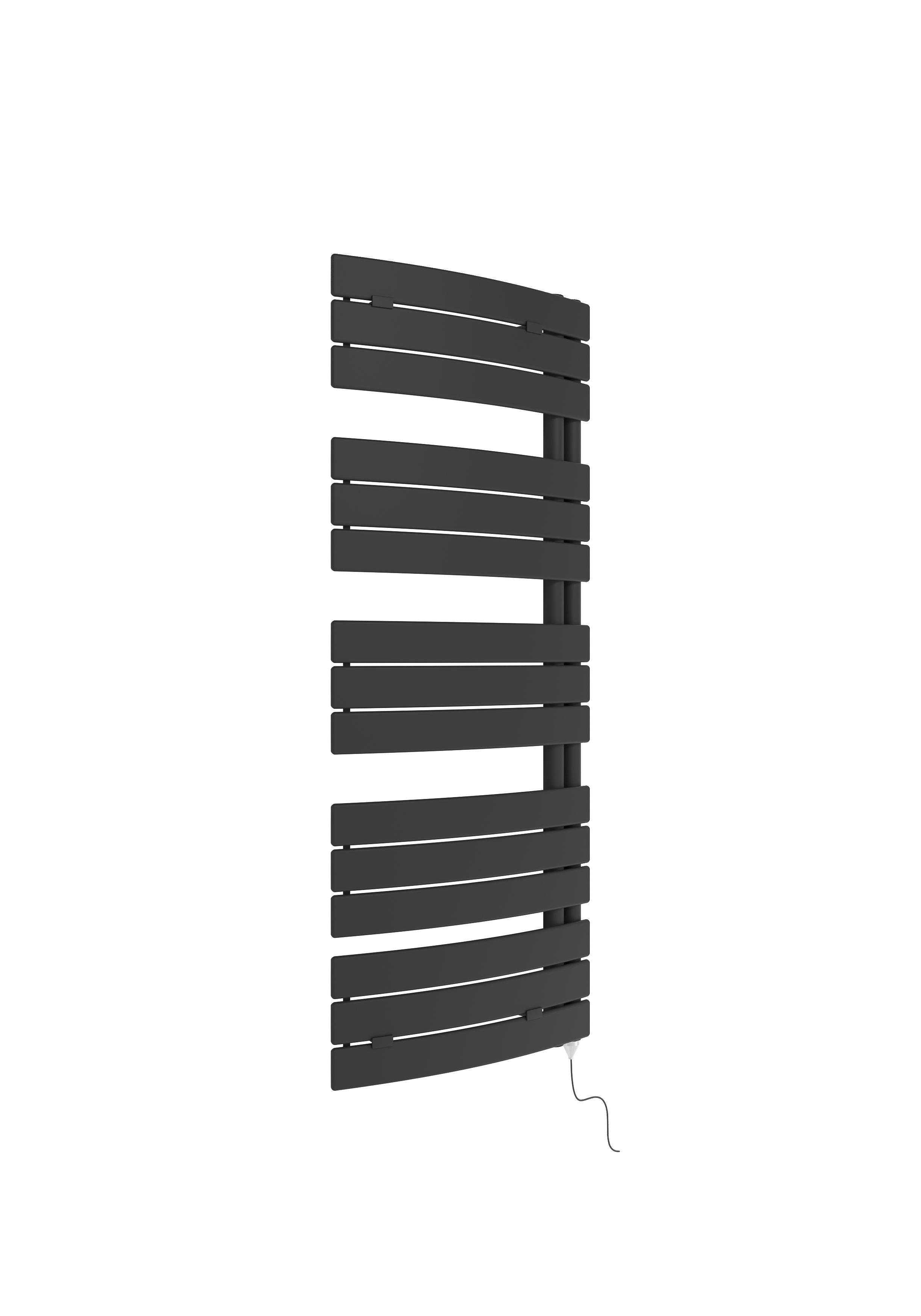 Design Handtuchwärmer E-Salzburg Contract, mattschwarz, gebogen 138 x 55 cm