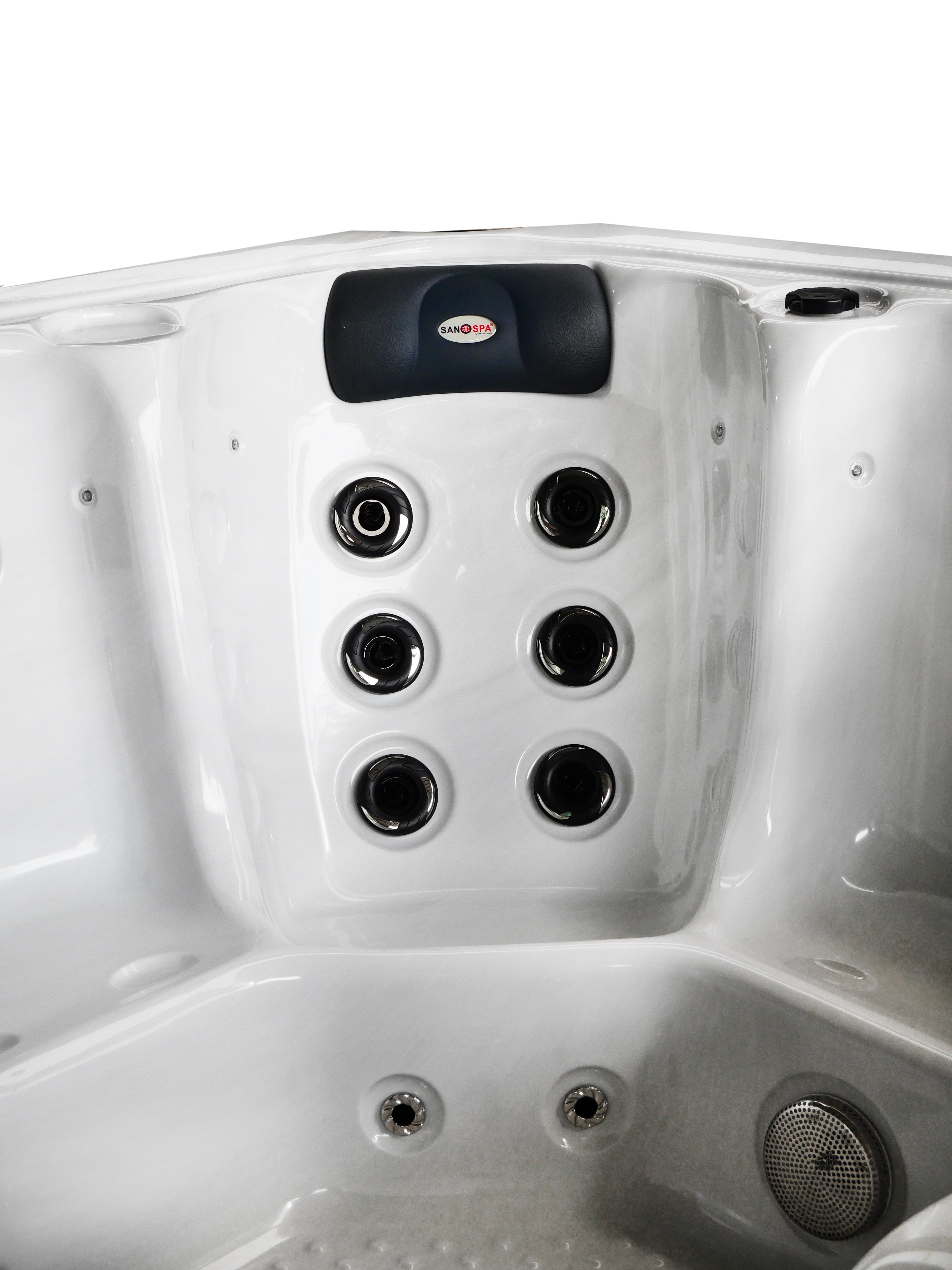 Outdoorwhirlpool OASIS Maxi WHITE MARBLE inkl. Stiege und Abdeckung 210x210x95 cm frostsicher