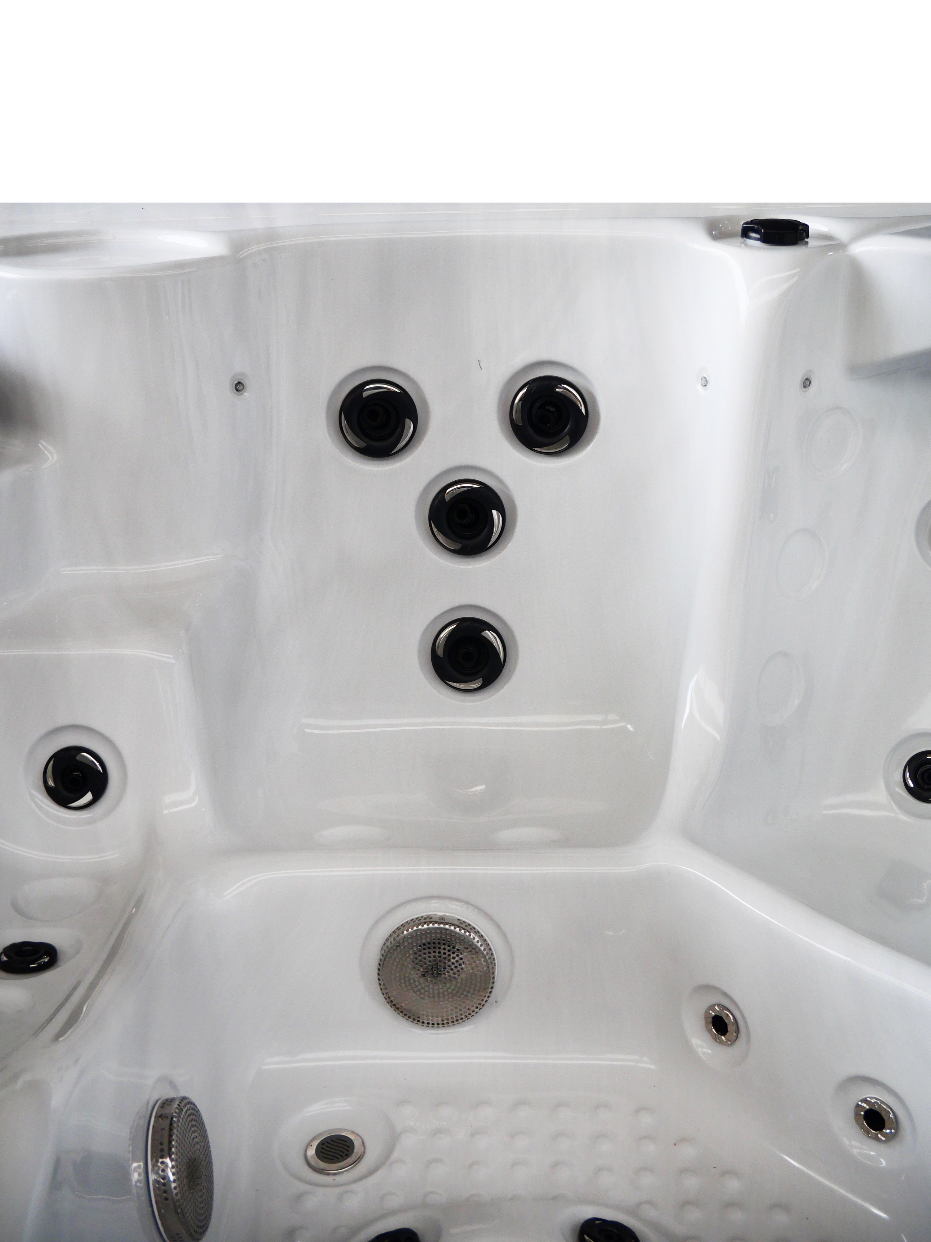 Outdoorwhirlpool OASIS Maxi WHITE MARBLE inkl. Stiege und Abdeckung 210x210x95 cm frostsicher