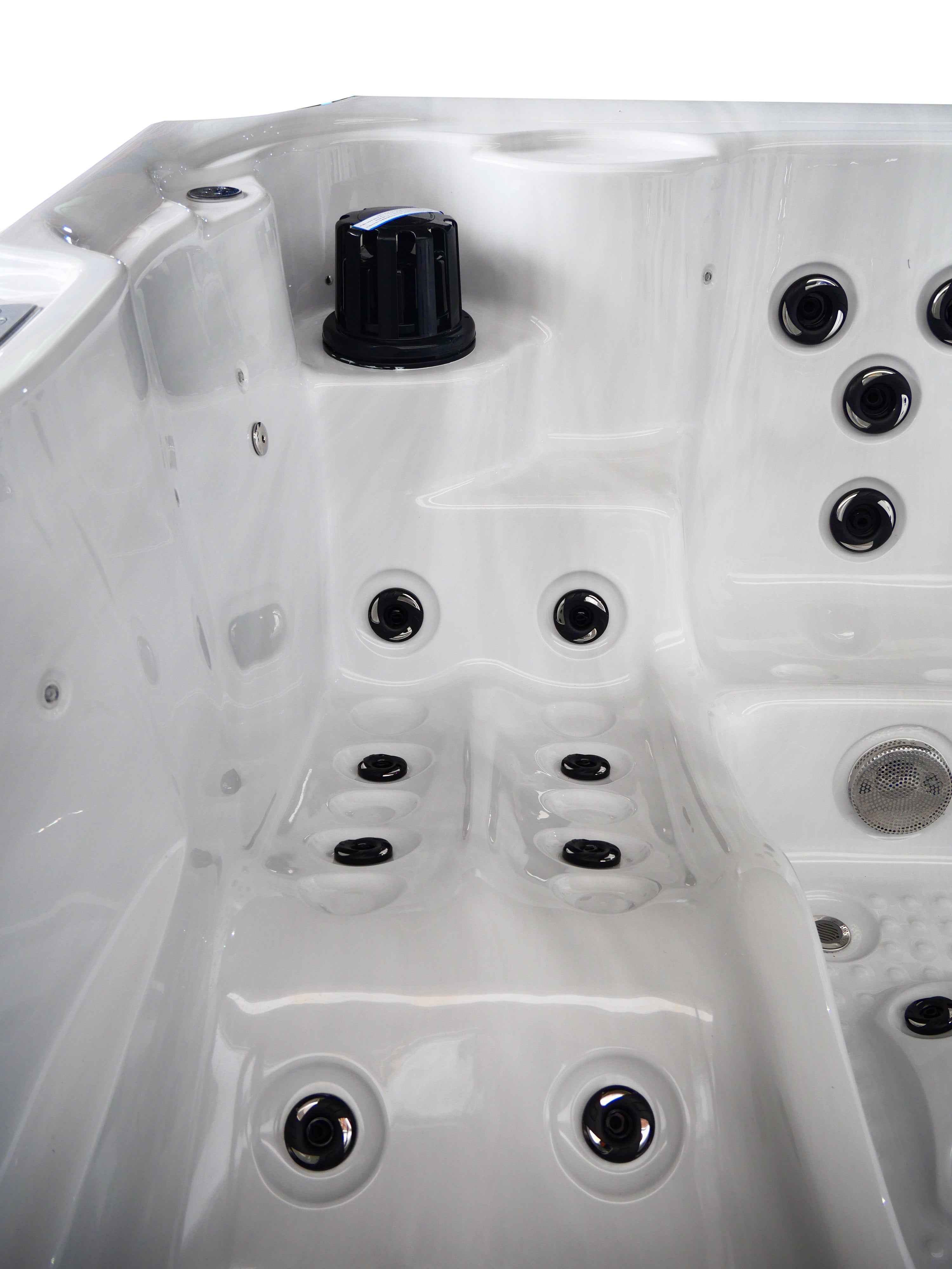 Outdoorwhirlpool OASIS Maxi WHITE MARBLE inkl. Stiege und Abdeckung 210x210x95 cm frostsicher