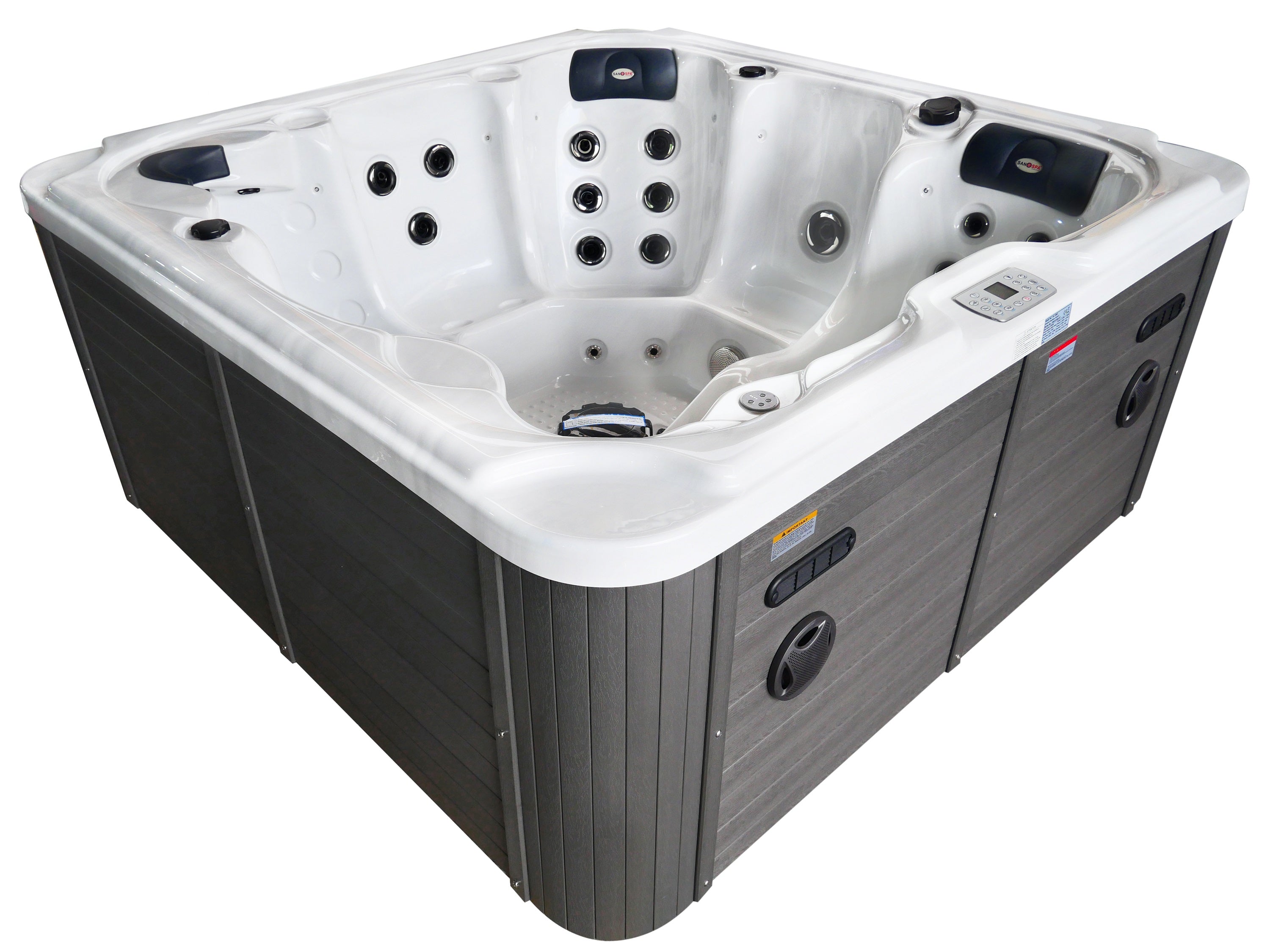 Outdoorwhirlpool OASIS Maxi WHITE MARBLE inkl. Stiege und Abdeckung 210x210x95 cm frostsicher