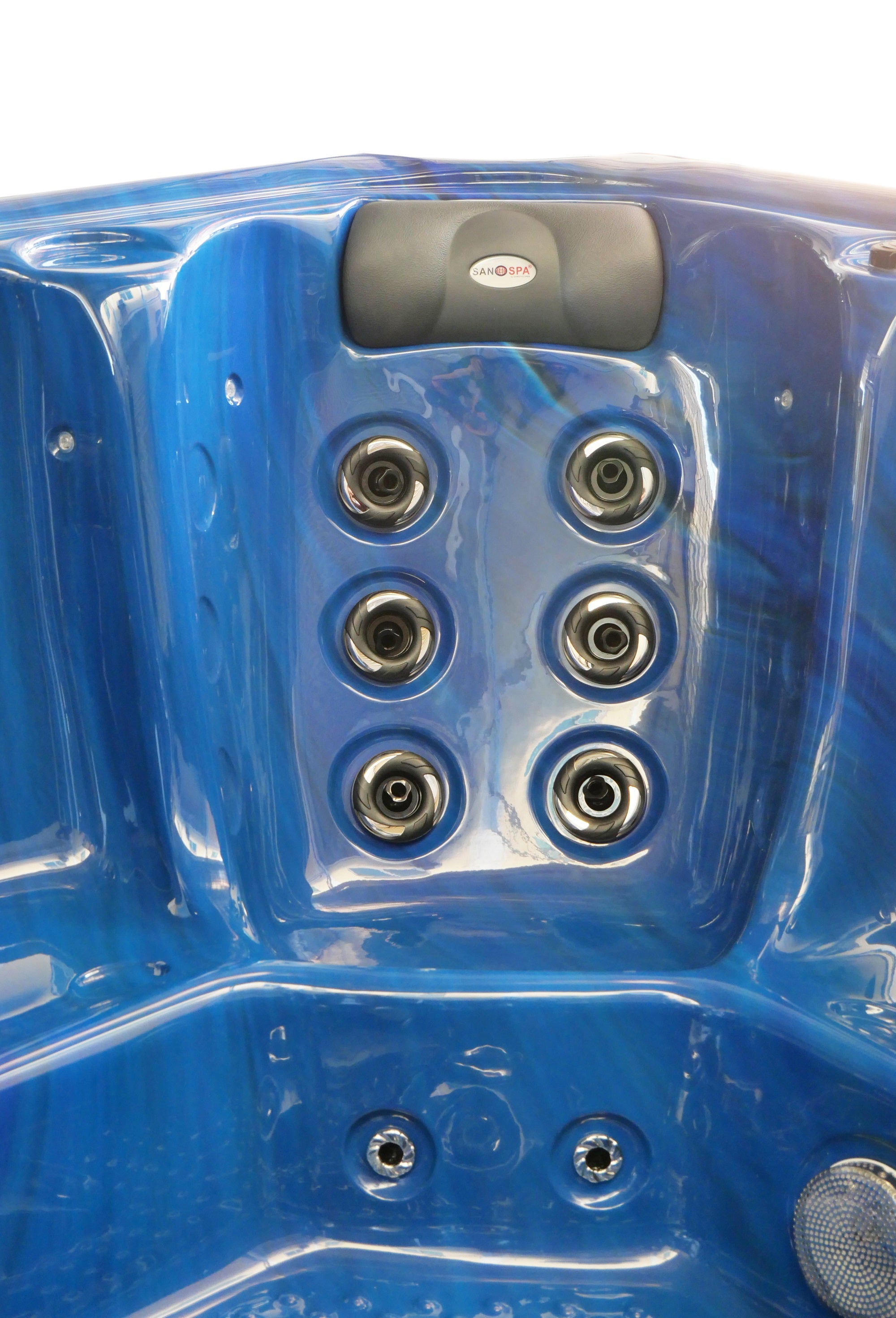 Outdoor whirlpool OASIS Maxi BLUE MARBLE including steps and cover 210x210x95 cm frost-proof