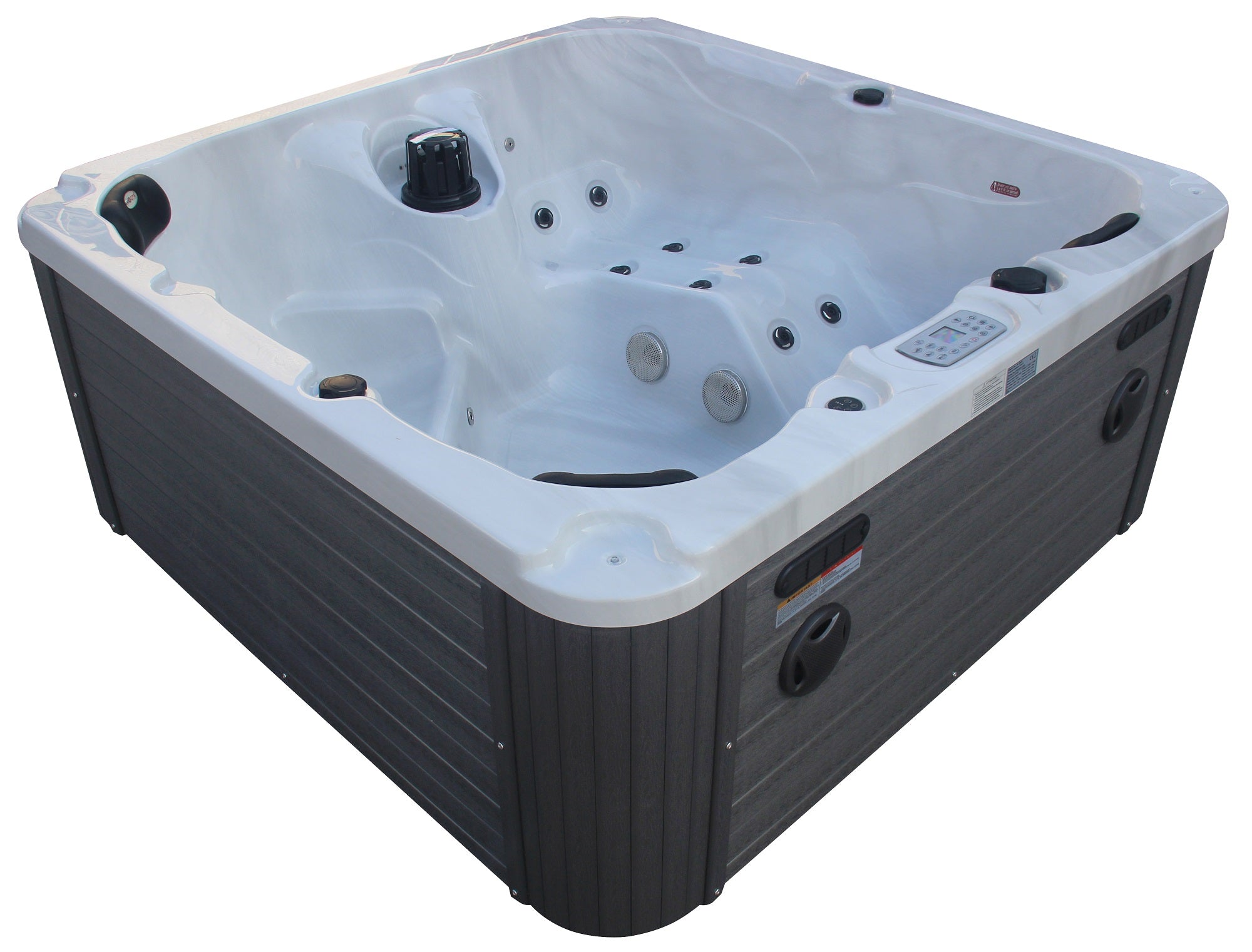 Outdoorwhirlpool PALMA WHITE MARBLE inkl. Abdeckung und Stiege 190x190x86 cm frostsicher