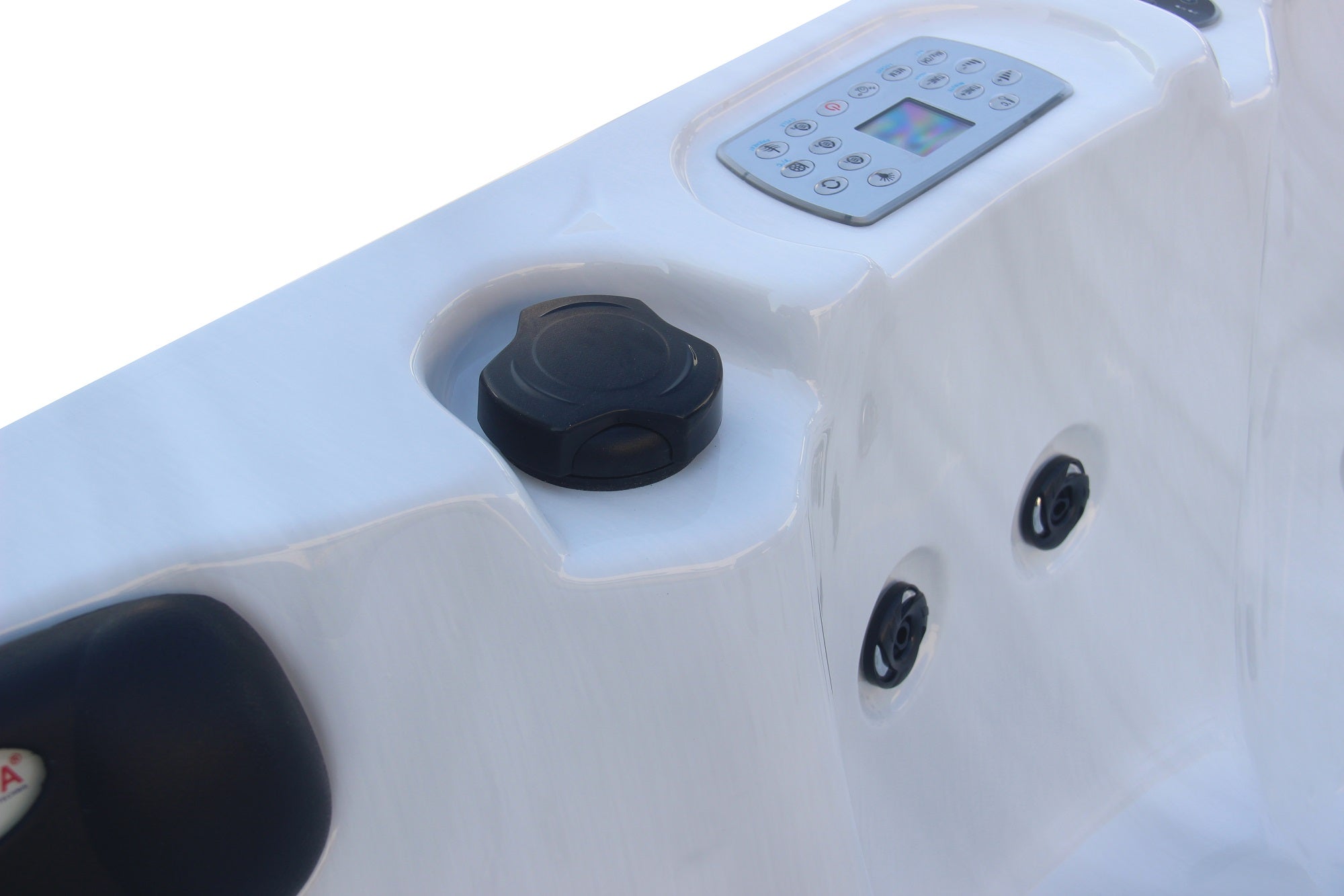 Outdoorwhirlpool PALMA WHITE MARBLE inkl. Abdeckung und Stiege 190x190x86 cm frostsicher