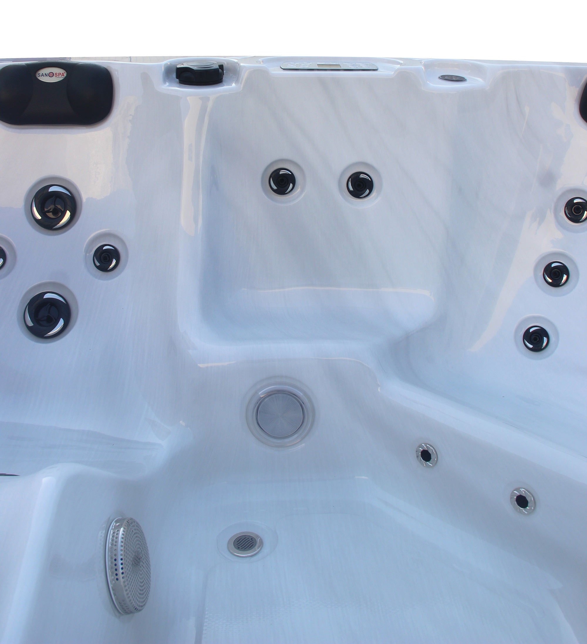 Outdoorwhirlpool PALMA WHITE MARBLE inkl. Abdeckung und Stiege 190x190x86 cm frostsicher