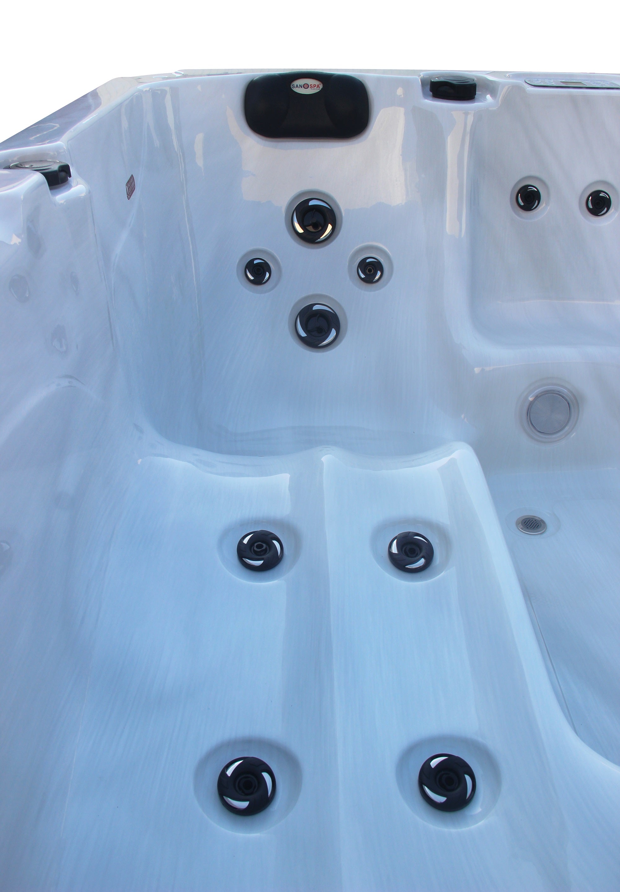 Outdoorwhirlpool PALMA WHITE MARBLE inkl. Abdeckung und Stiege 190x190x86 cm frostsicher