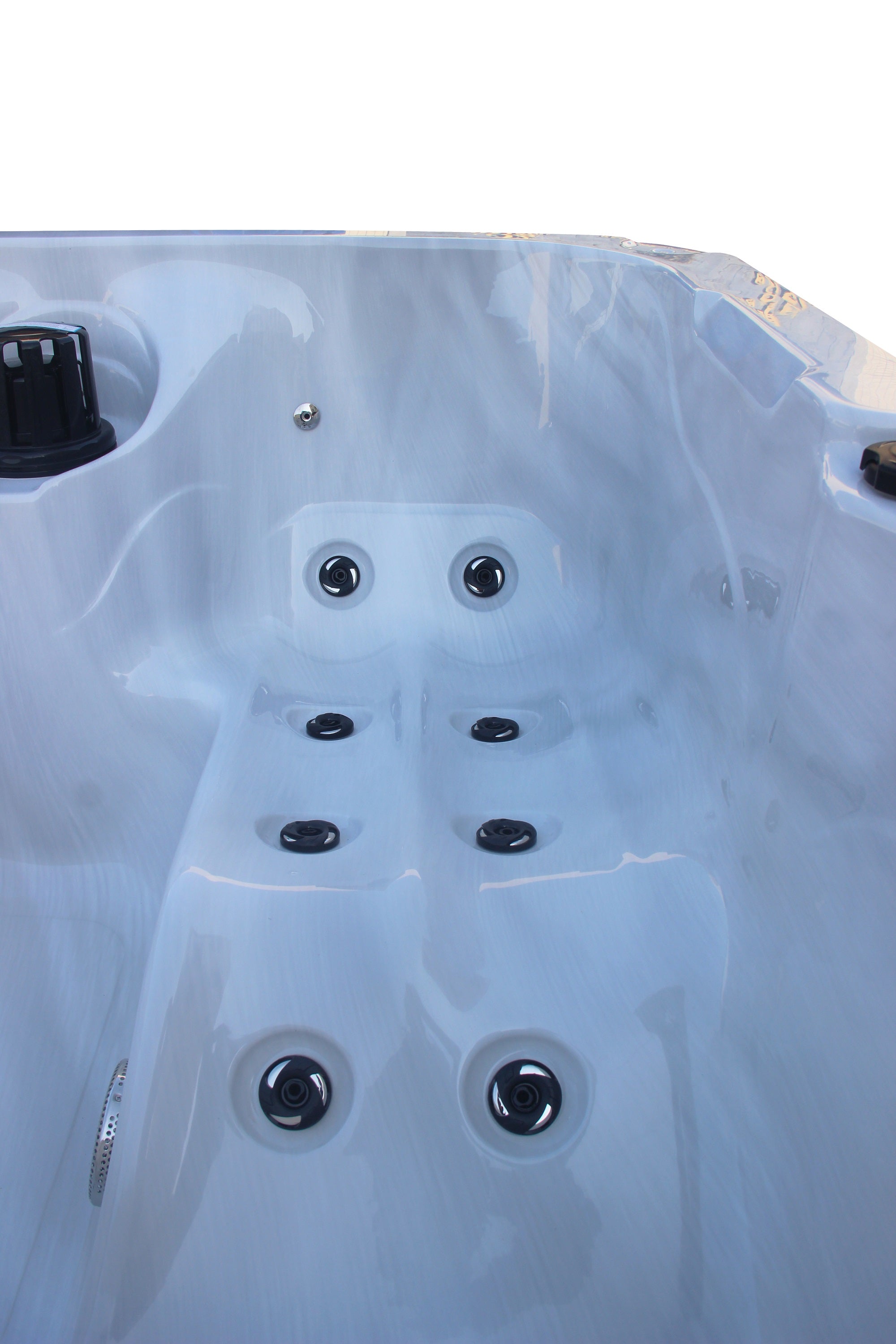 Outdoorwhirlpool PALMA WHITE MARBLE inkl. Abdeckung und Stiege 190x190x86 cm frostsicher