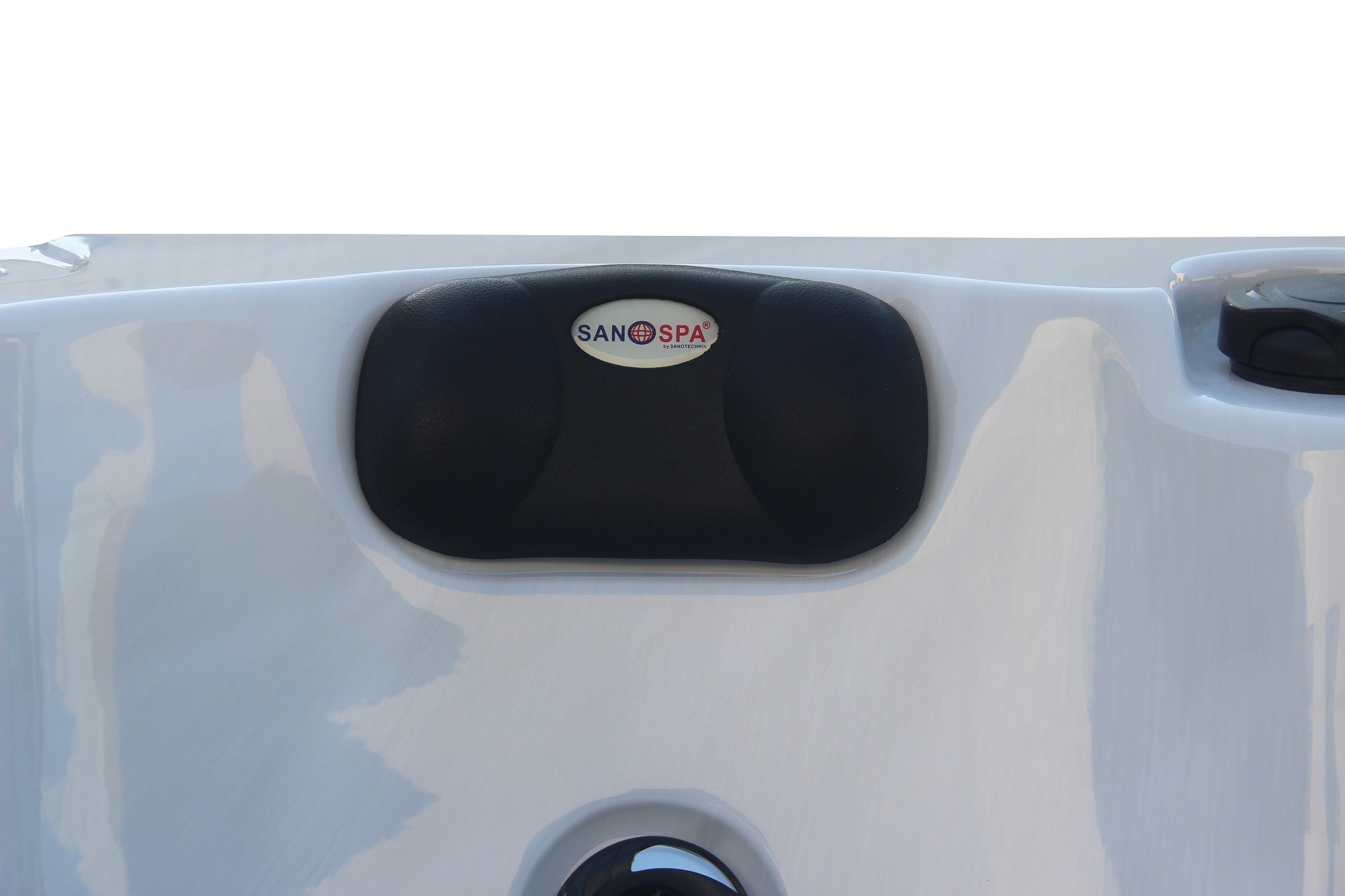 Outdoorwhirlpool PALMA WHITE MARBLE inkl. Abdeckung und Stiege 190x190x86 cm frostsicher