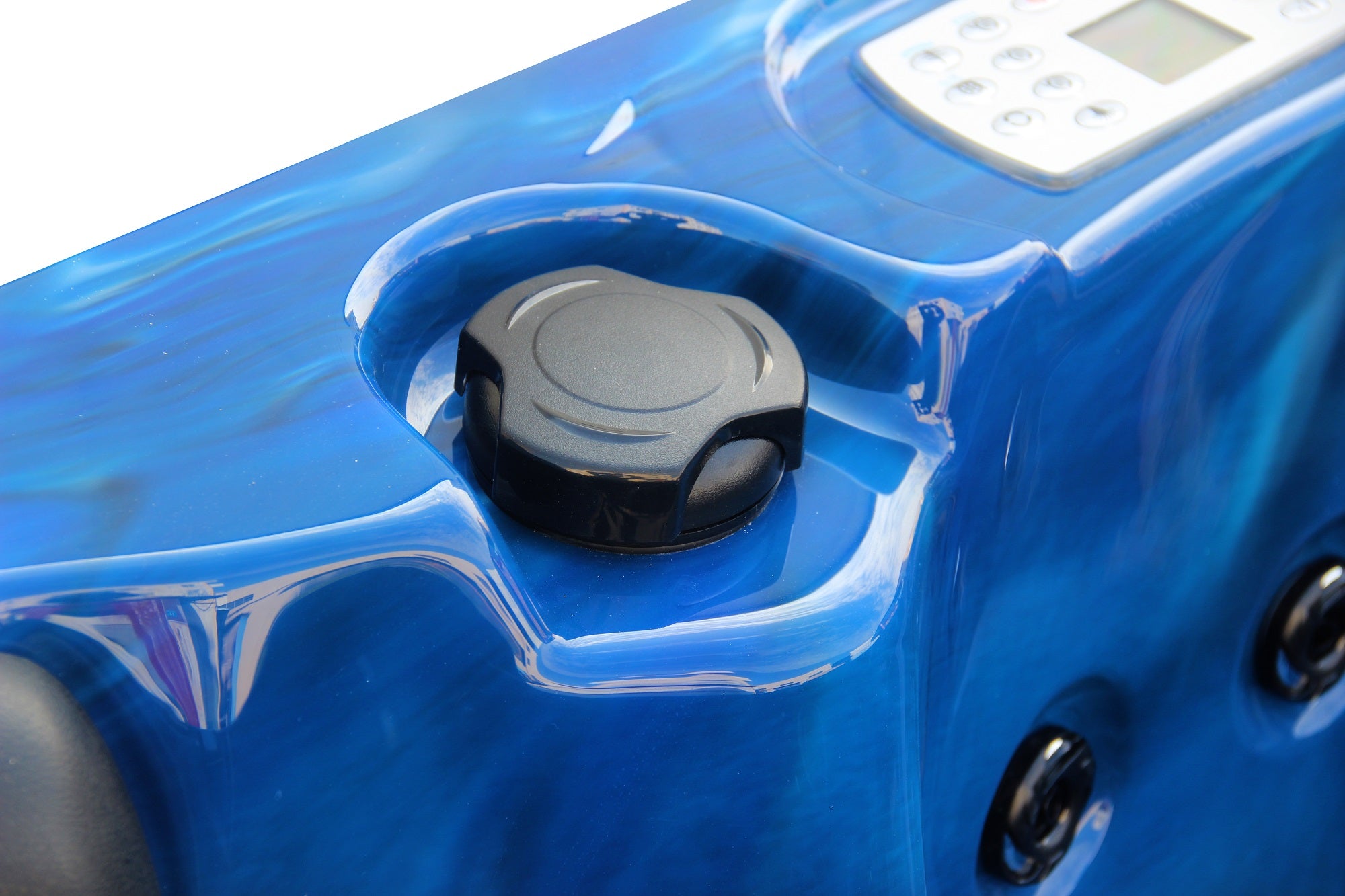 Outdoorwhirlpool PALMA BLUE MARBLE inkl. Abdeckung und Stiege 190x190x86 cm frostsicher
