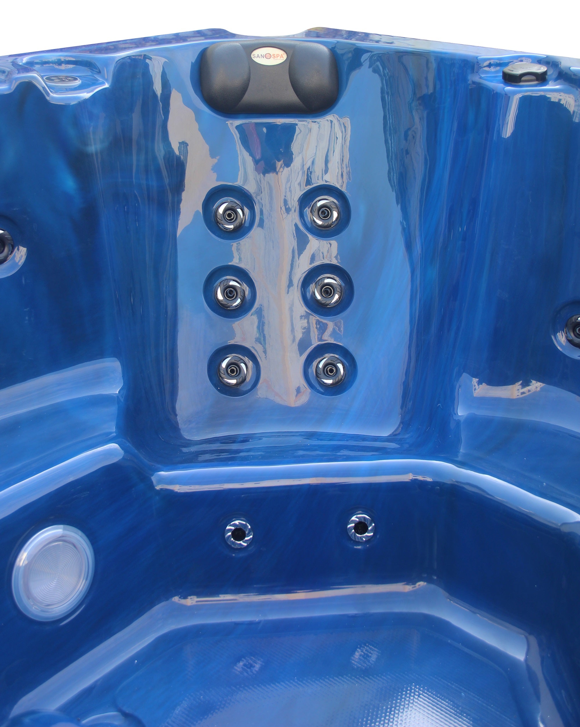 Outdoorwhirlpool PALMA BLUE MARBLE inkl. Abdeckung und Stiege 190x190x86 cm frostsicher