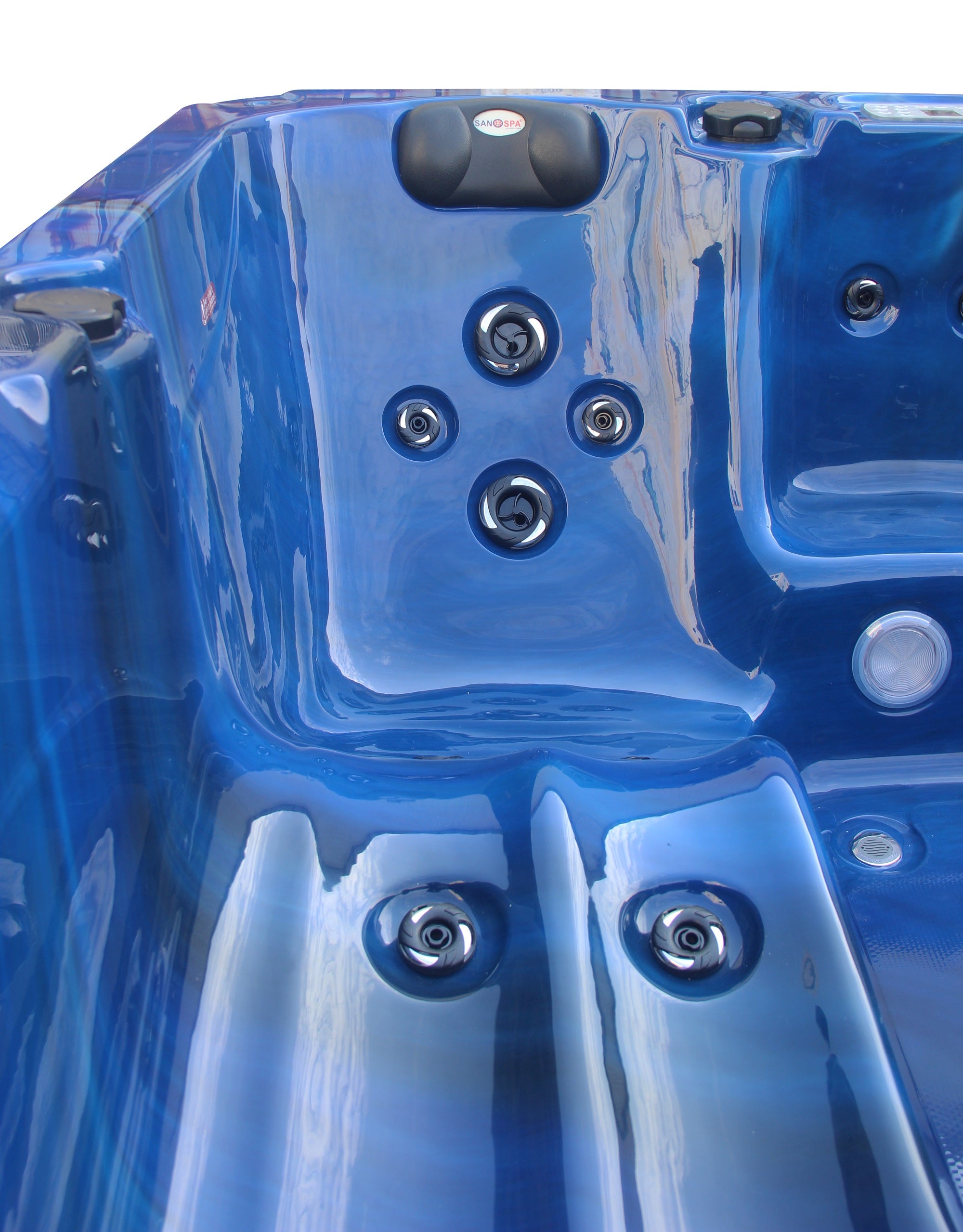 Outdoorwhirlpool PALMA BLUE MARBLE inkl. Abdeckung und Stiege 190x190x86 cm frostsicher