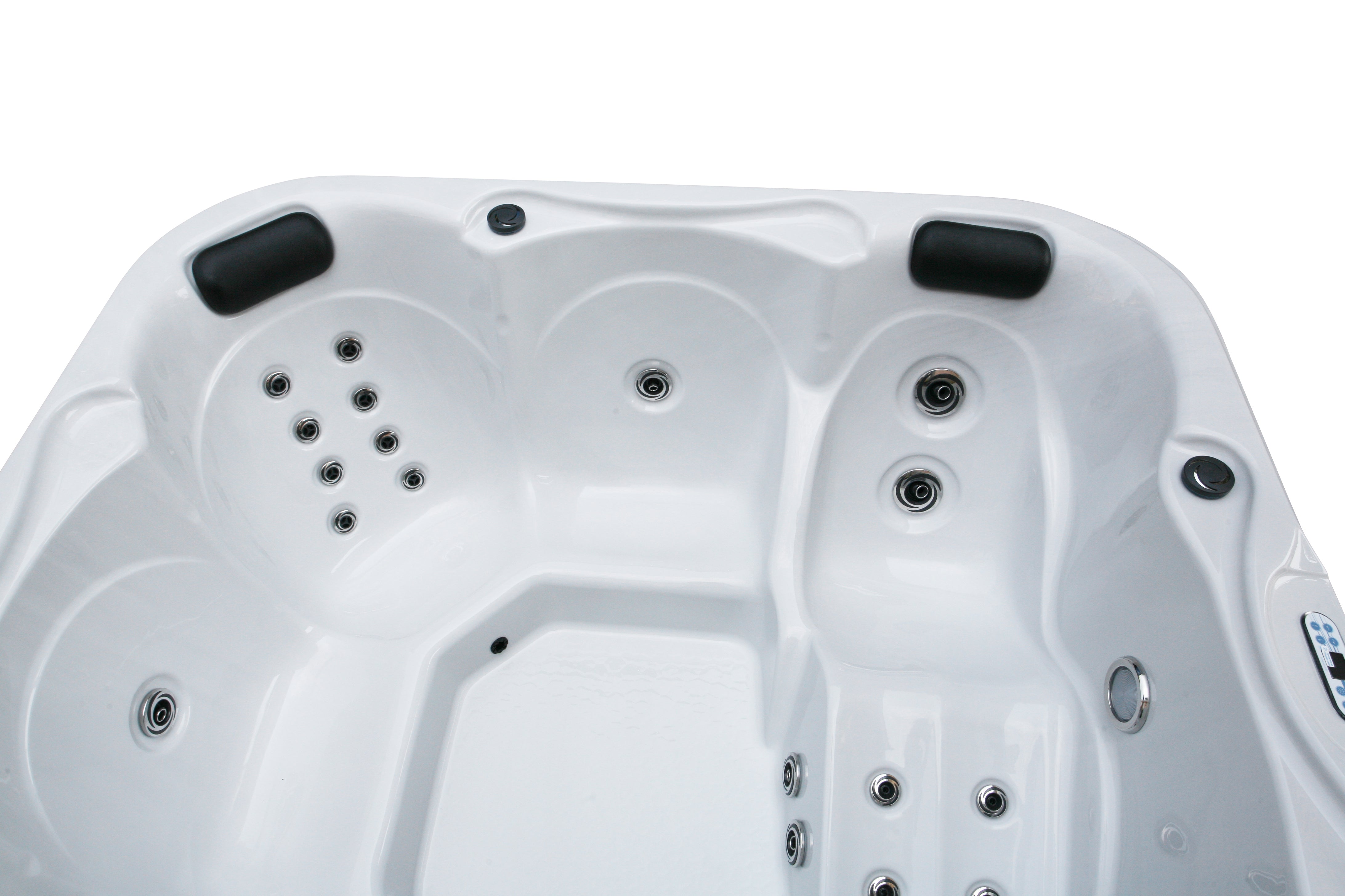 Outdoor whirlpool TIROL WHITE MARBLE including cover and steps - 210 x 210 x 80 cm frost-proof