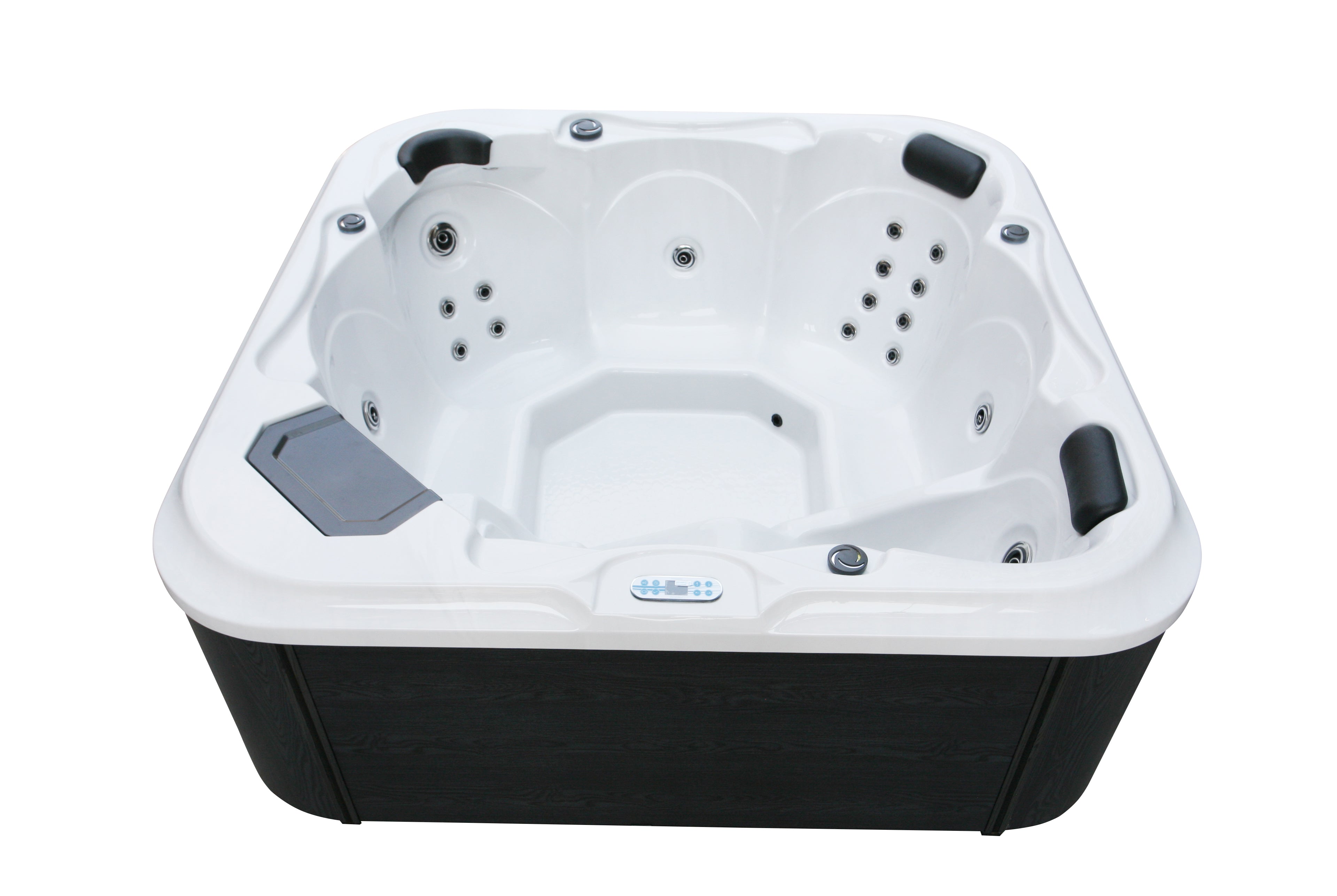 Outdoor whirlpool TIROL WHITE MARBLE including cover and steps - 210 x 210 x 80 cm frost-proof