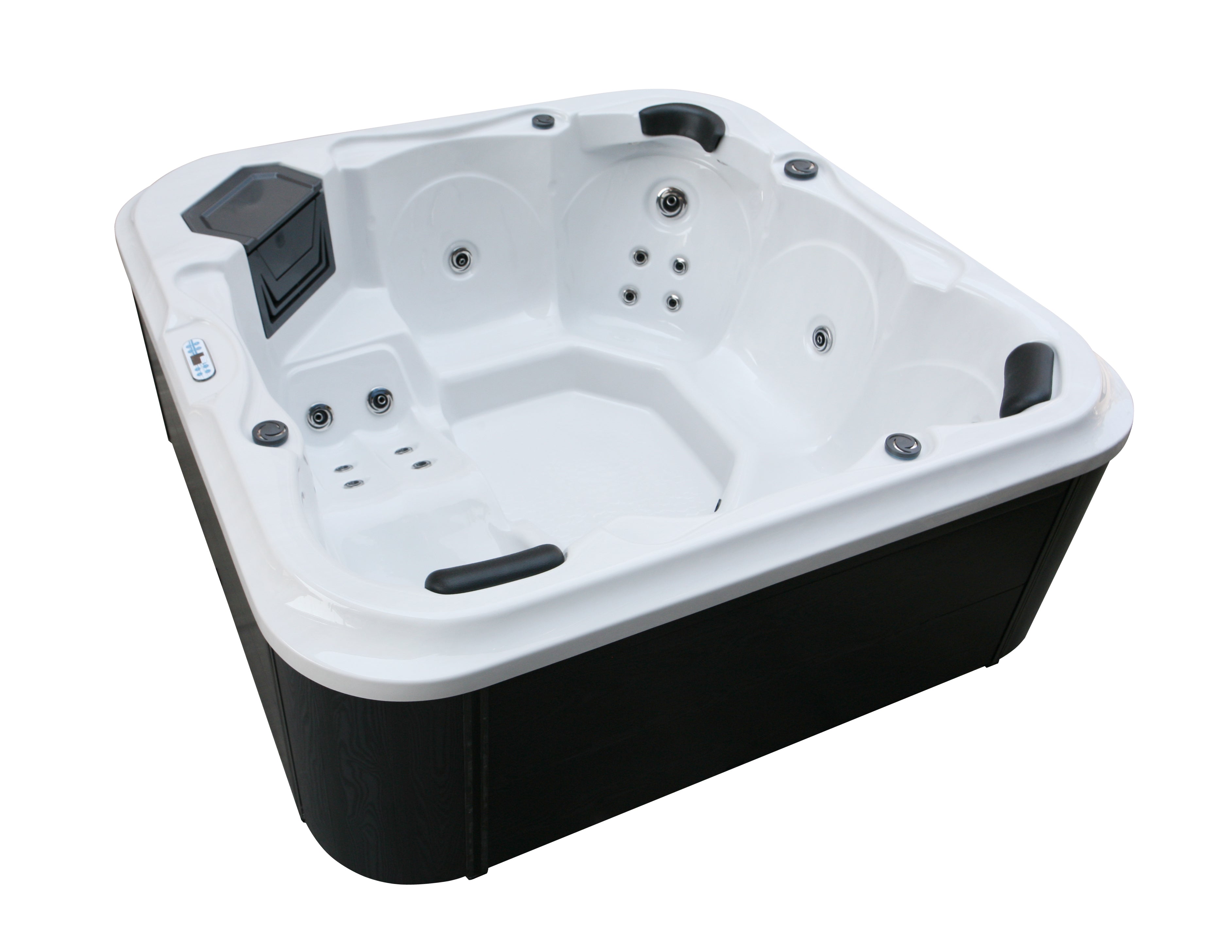 Outdoor whirlpool TIROL WHITE MARBLE including cover and steps - 210 x 210 x 80 cm frost-proof