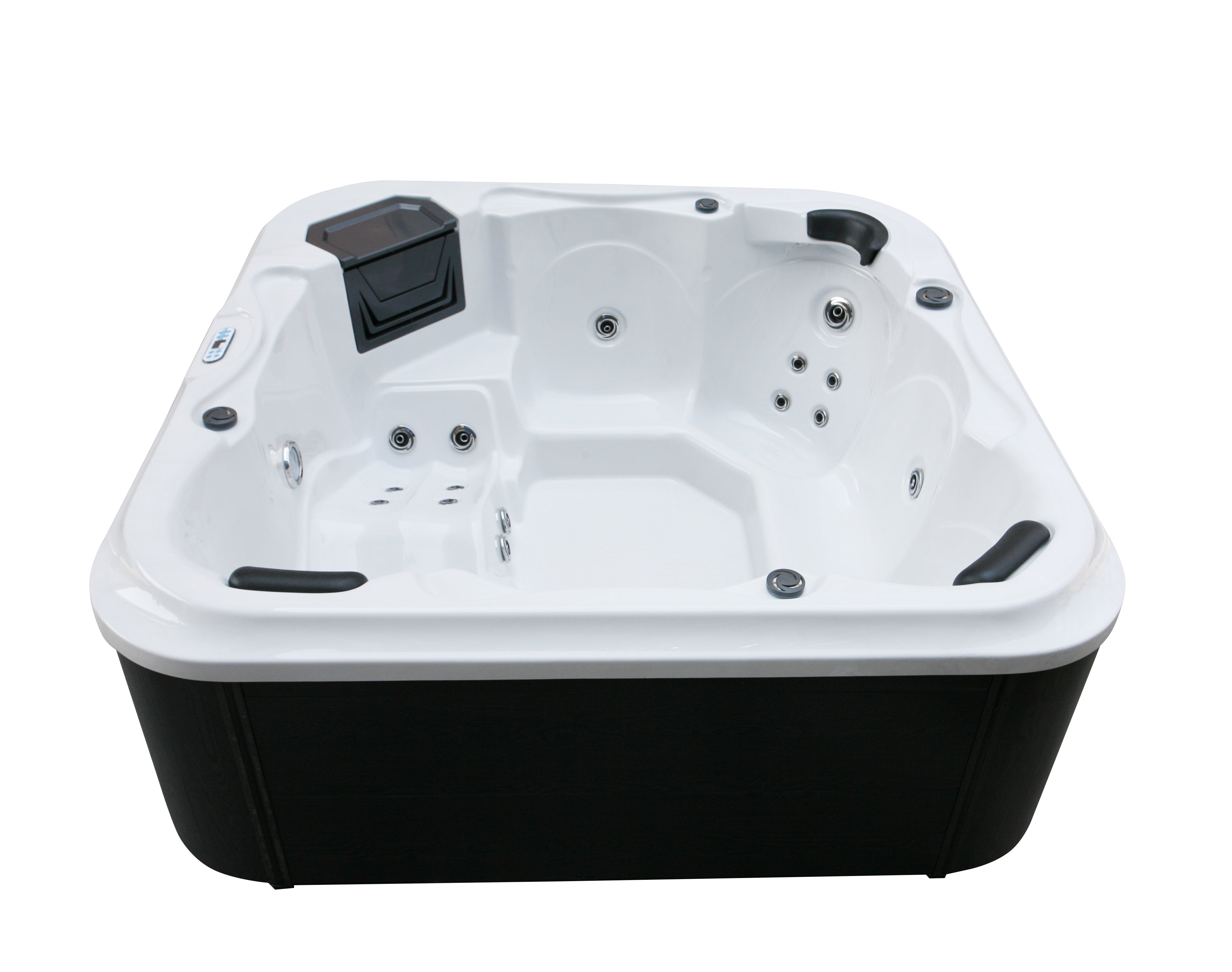 Outdoor whirlpool TIROL WHITE MARBLE including cover and steps - 210 x 210 x 80 cm frost-proof