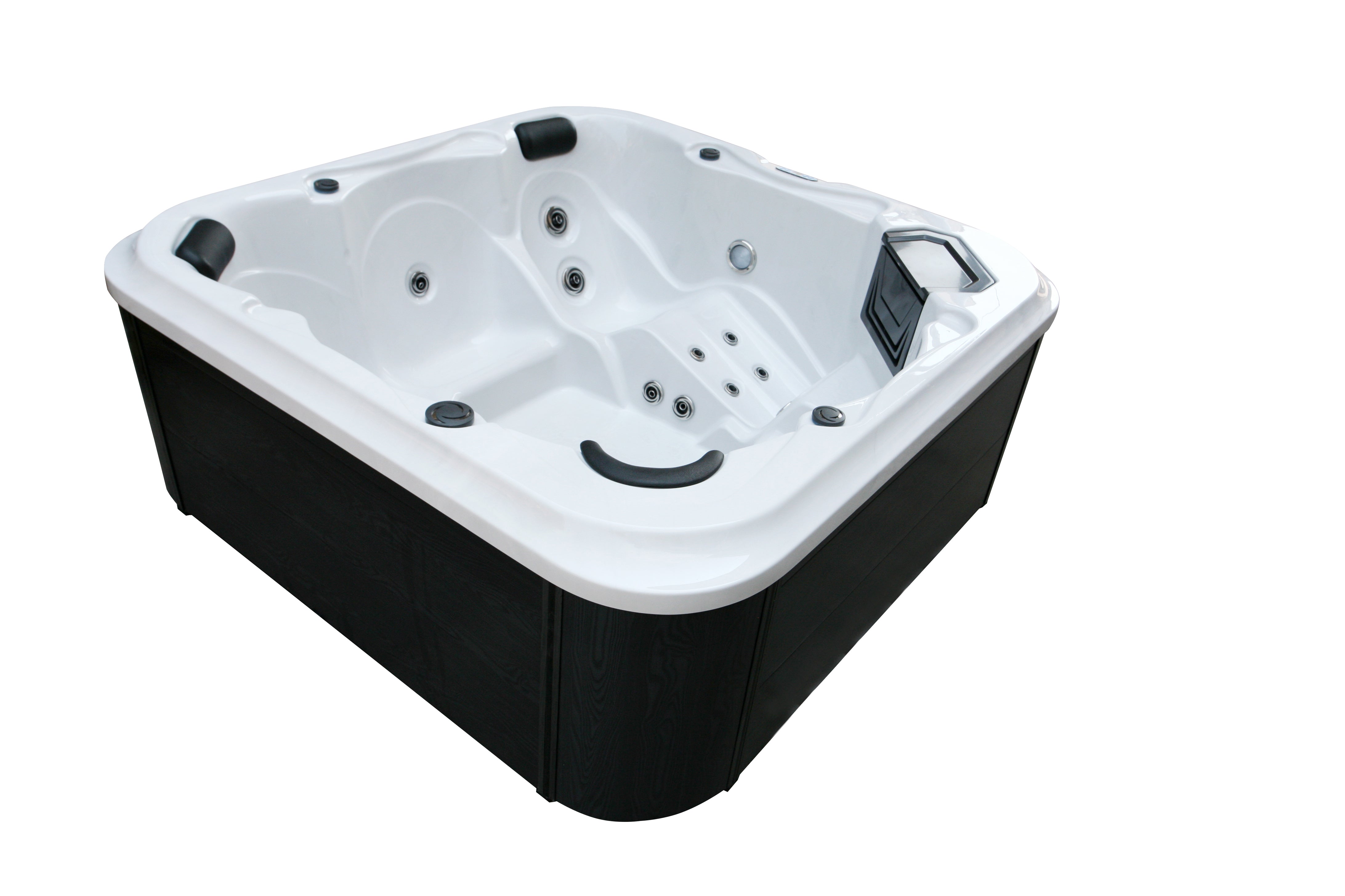 Outdoor whirlpool TIROL WHITE MARBLE including cover and steps - 210 x 210 x 80 cm frost-proof