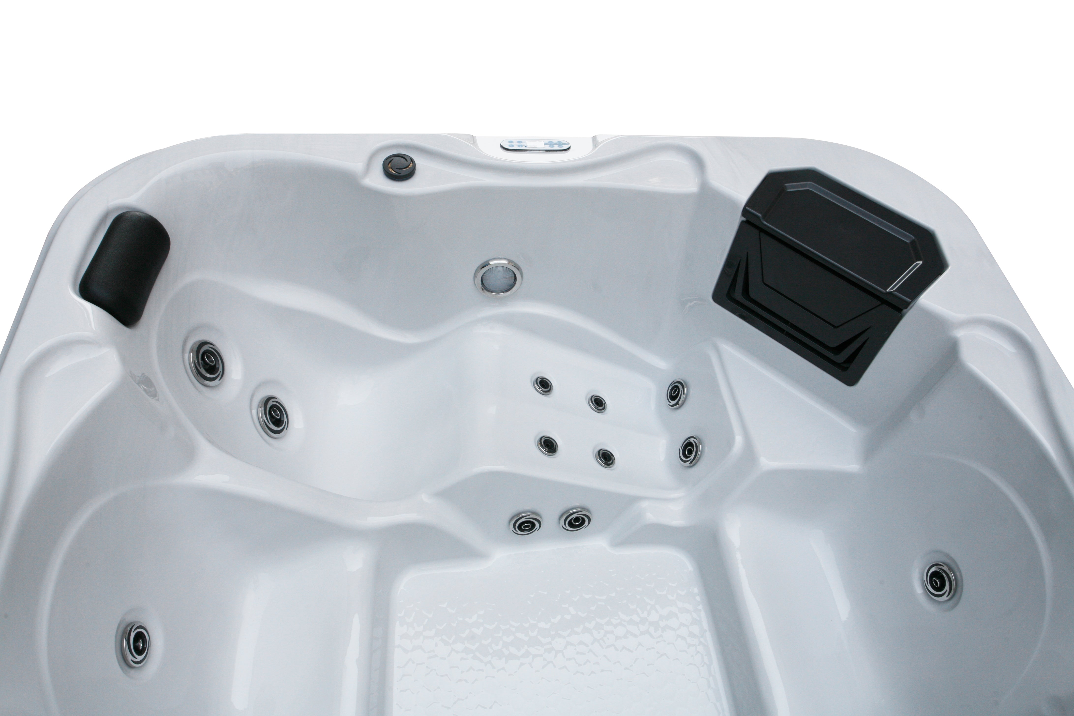 Outdoor whirlpool TIROL WHITE MARBLE including cover and steps - 210 x 210 x 80 cm frost-proof