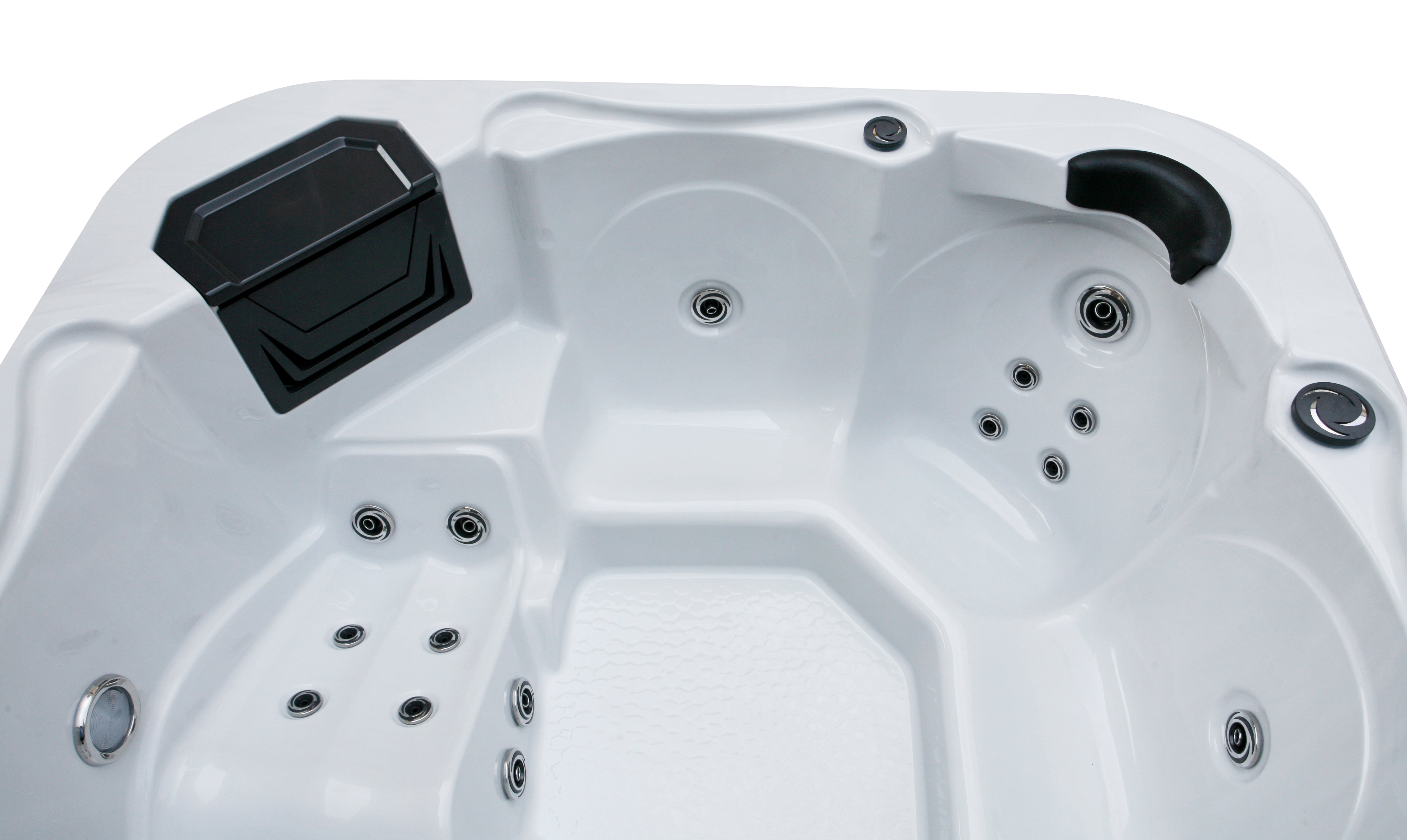 Outdoor whirlpool TIROL WHITE MARBLE including cover and steps - 210 x 210 x 80 cm frost-proof