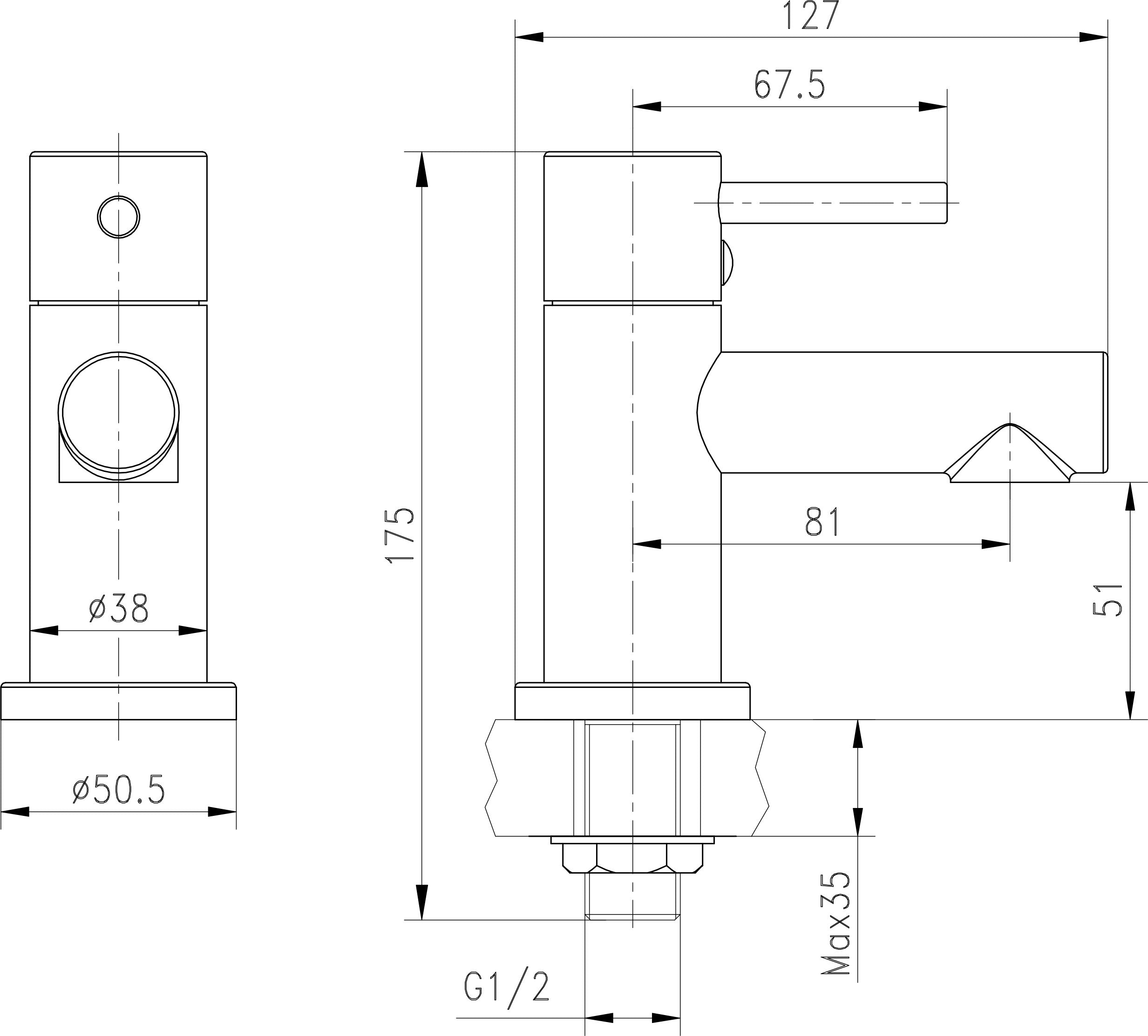Grifo monomando para lavabo negro