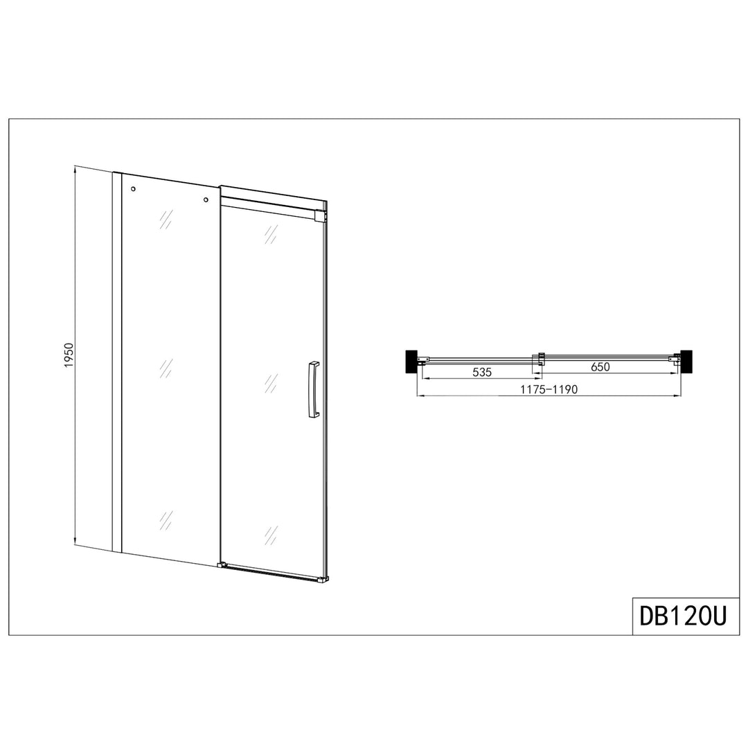 ELEGANCE glass sliding door 117.5 - 118.5 x 195