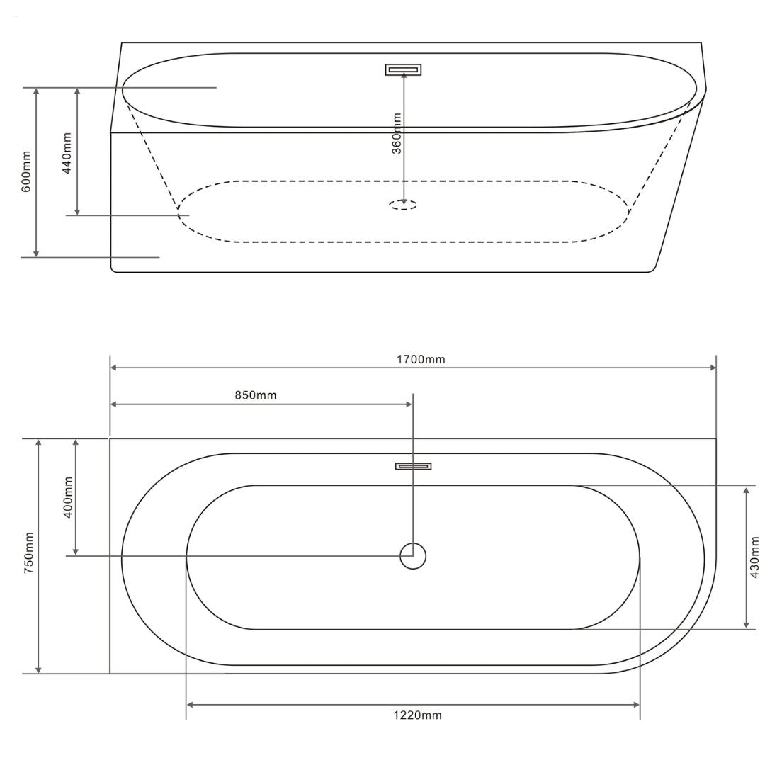 Eckbadewanne Faro in 3 verschiedenen Größen