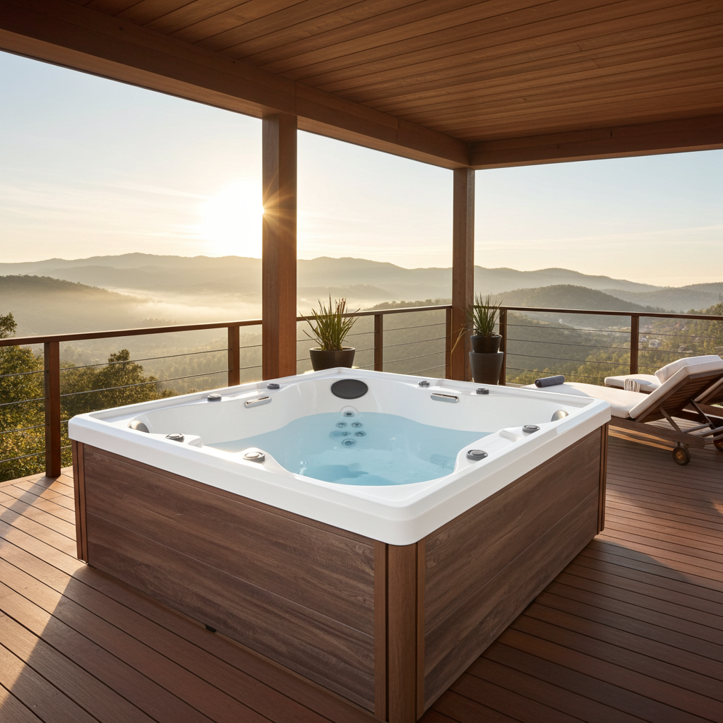 Hidromasaje exterior Palermo MÁRMOL BLANCO con cubierta 180x160x76 cm resistente a las heladas