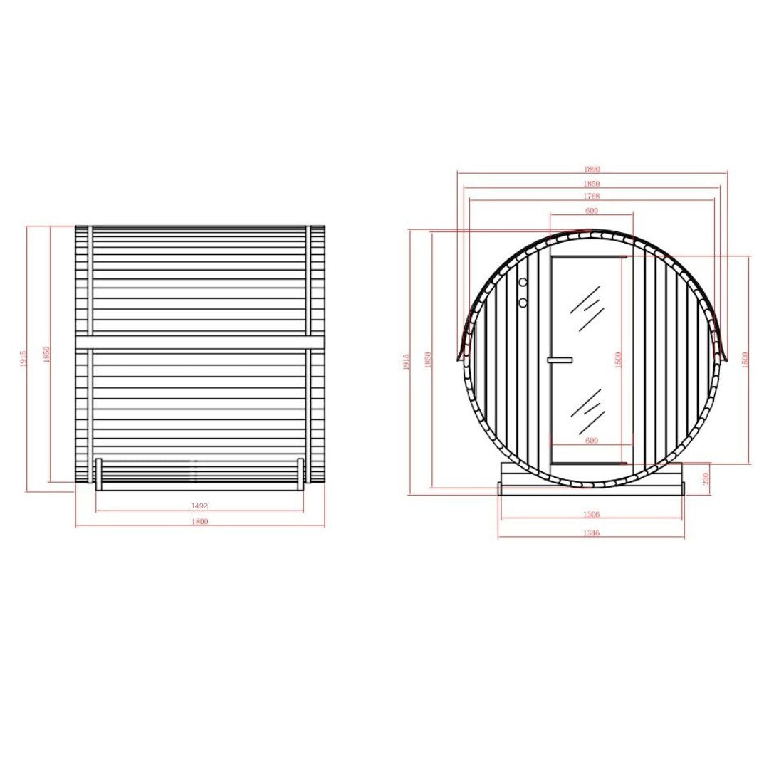 Sauna de barril al aire libre TROMSÖ L para 4 personas