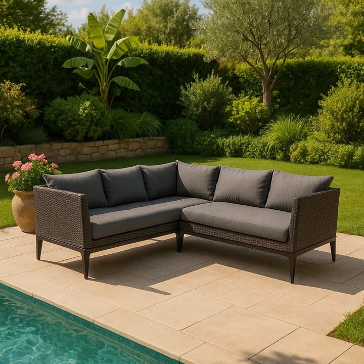 Infinity sofa set including seat and back cushions, black