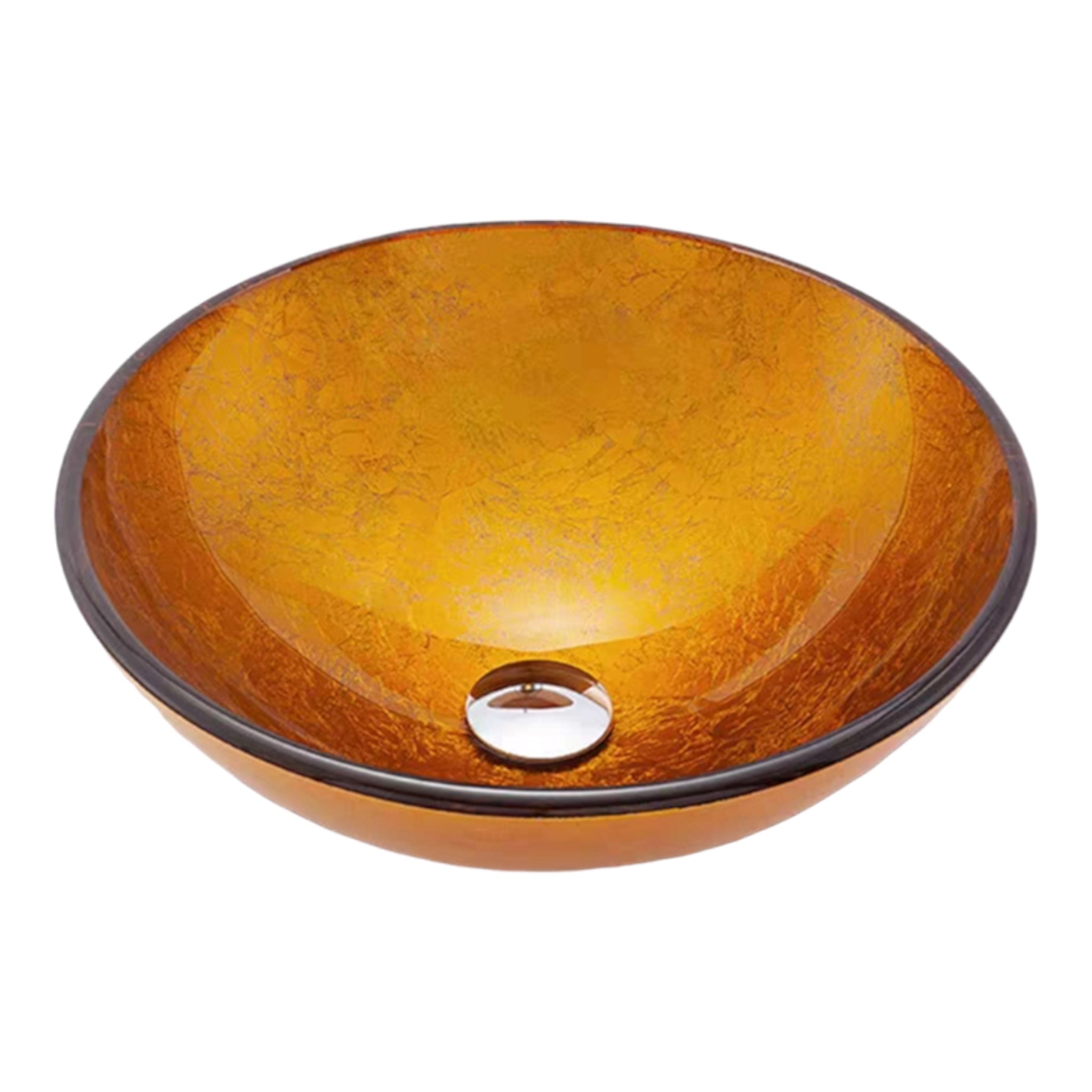 Glas Aufbauwaschtisch 42x42x15 cm | Gold