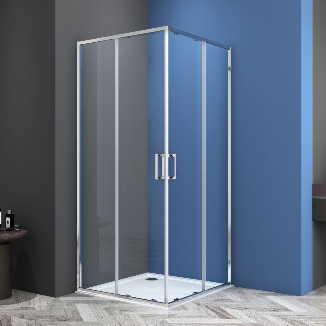 Eckdusche Schiebetür SLIMLINE chrom Easy-Clean in 5 verschiedenen Größen
