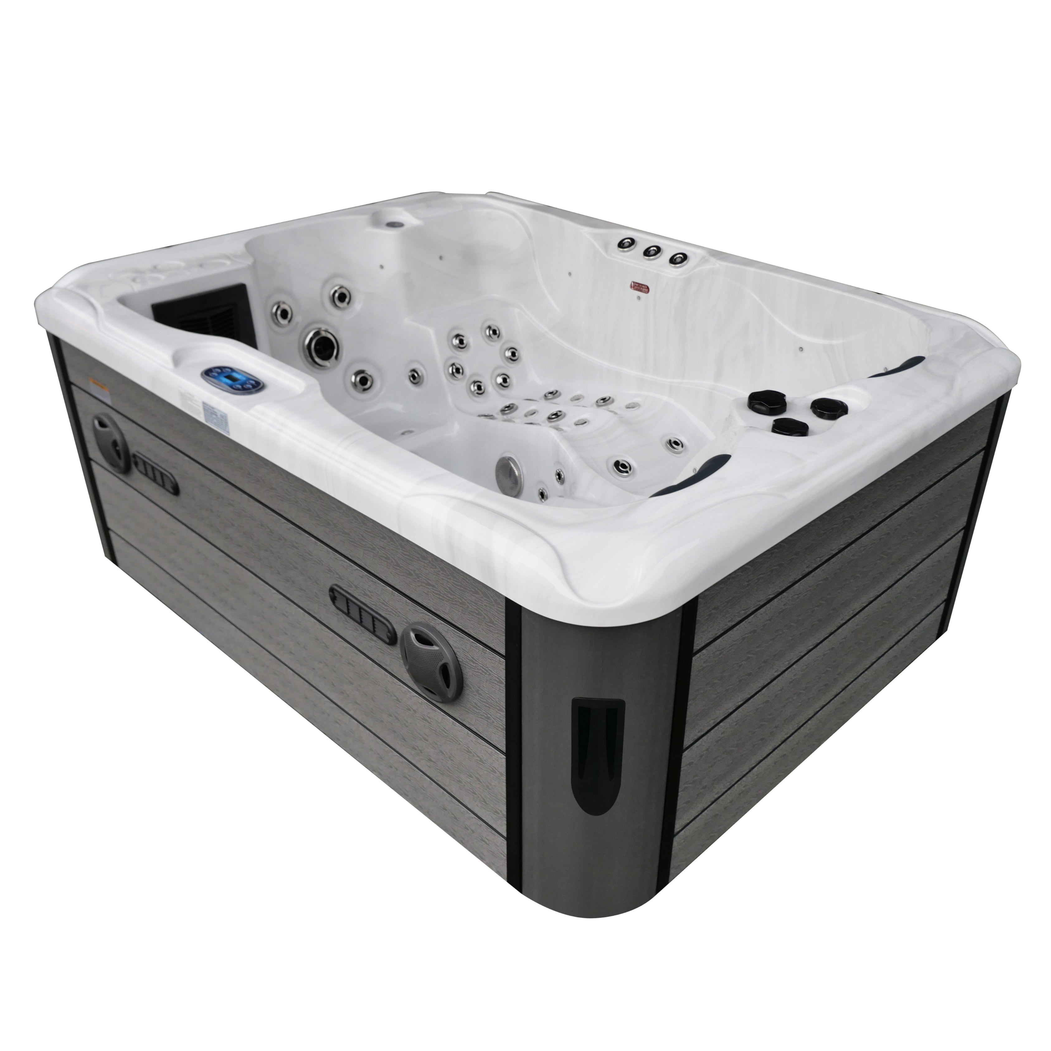 Outdoor Whirlpool MAURITIUS WHITE MARBLE inkl. Stiege und Abdeckung 210x160x90 cm