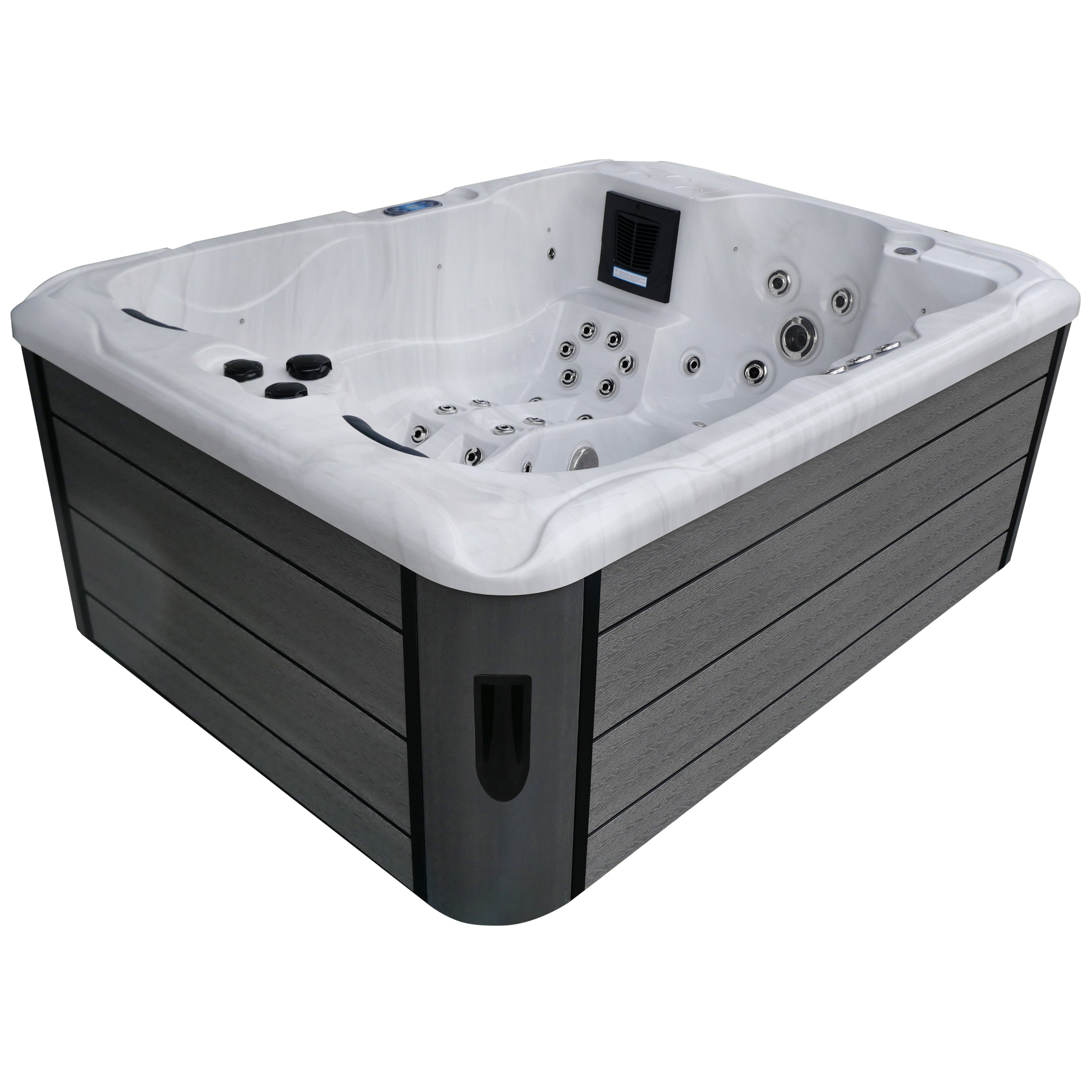 Outdoor Whirlpool MAURITIUS WHITE MARBLE inkl. Stiege und Abdeckung 210x160x90 cm