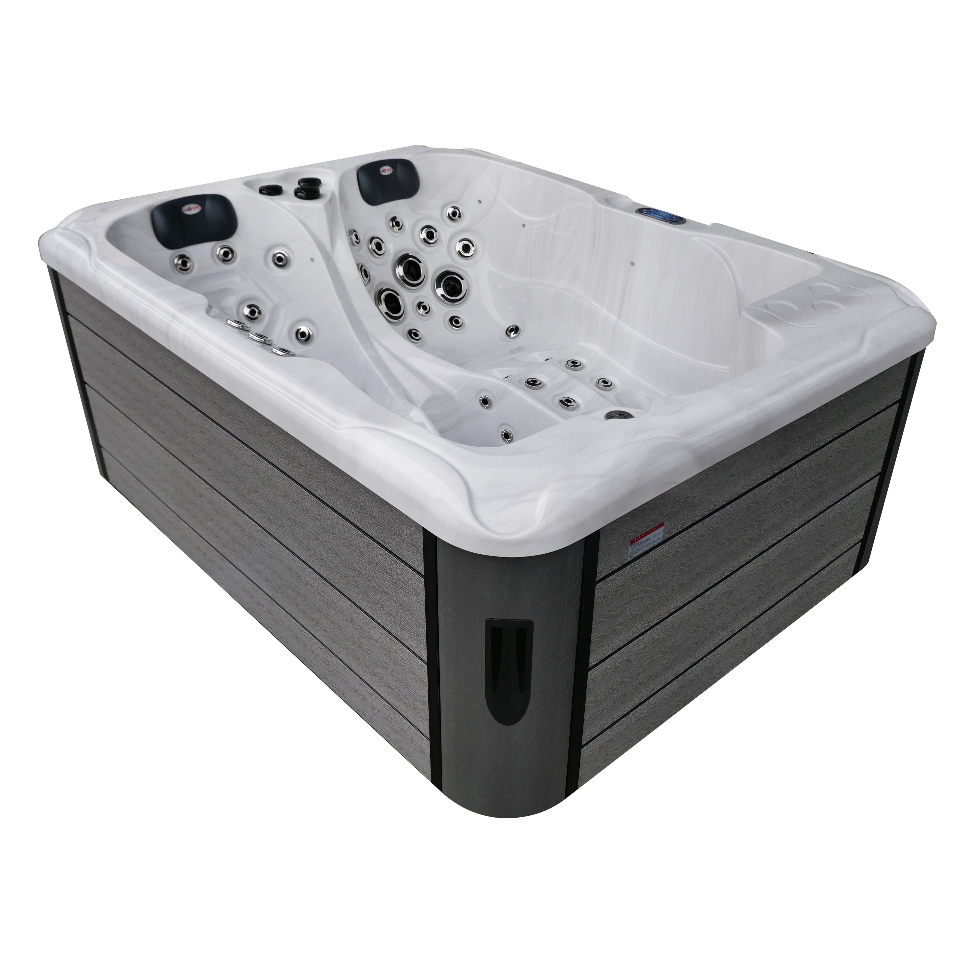 Outdoor Whirlpool MAURITIUS WHITE MARBLE inkl. Stiege und Abdeckung 210x160x90 cm