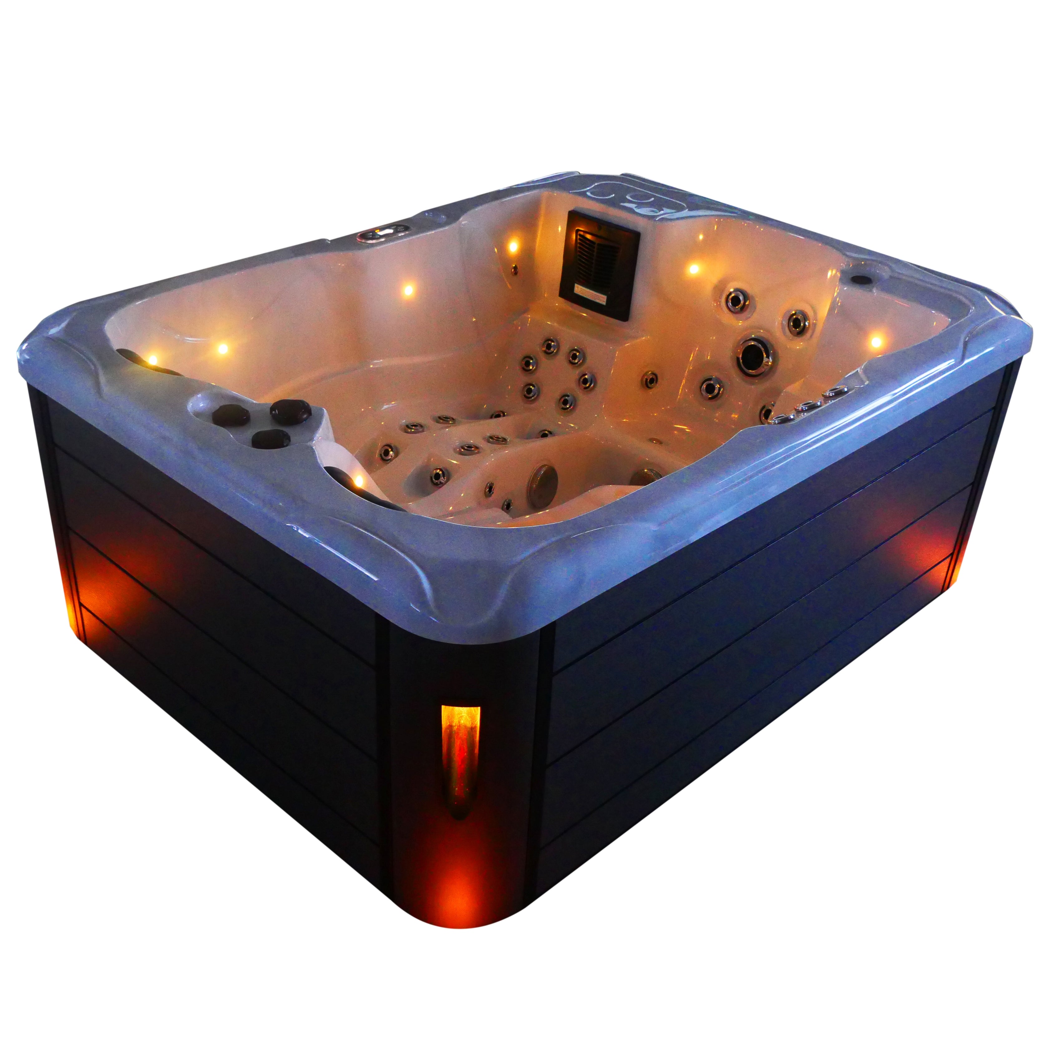Outdoor Whirlpool MAURITIUS WHITE MARBLE inkl. Stiege und Abdeckung 210x160x90 cm