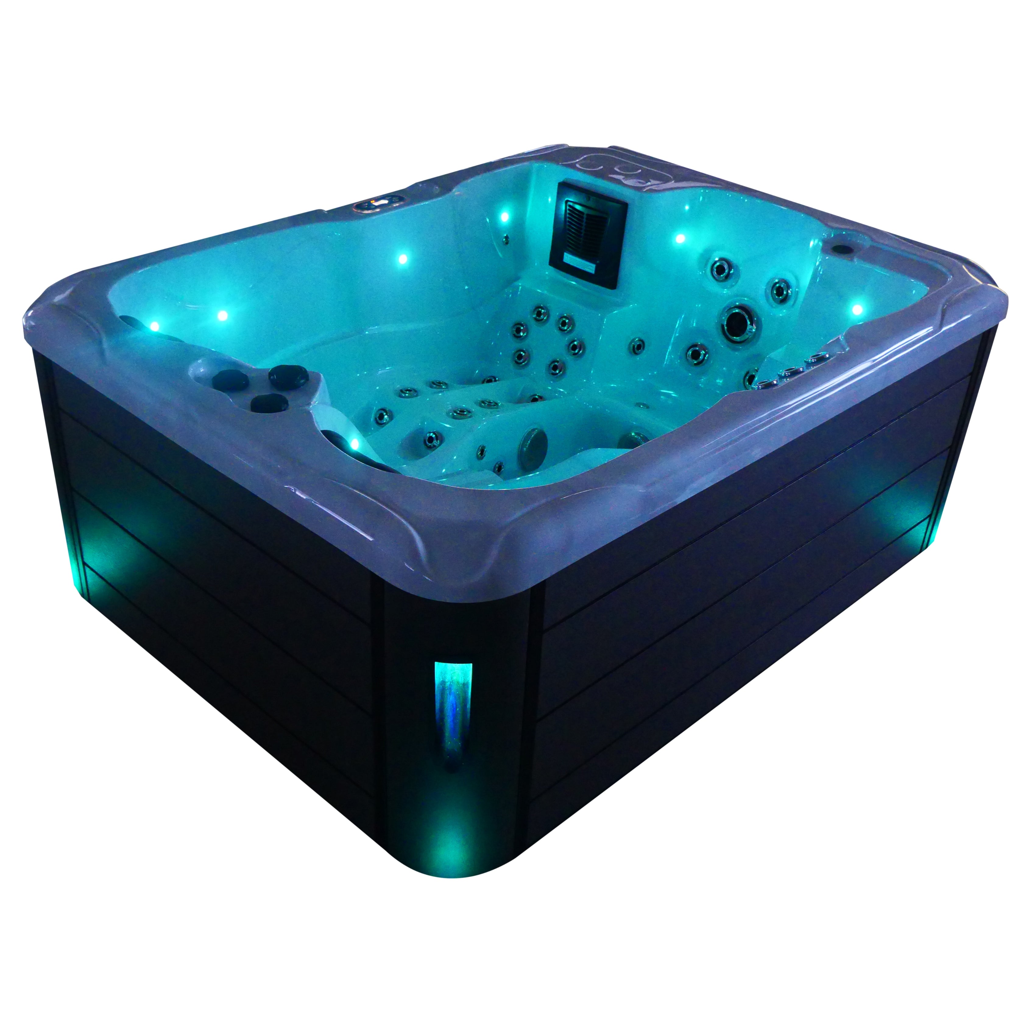 Outdoor Whirlpool MAURITIUS WHITE MARBLE inkl. Stiege und Abdeckung 210x160x90 cm