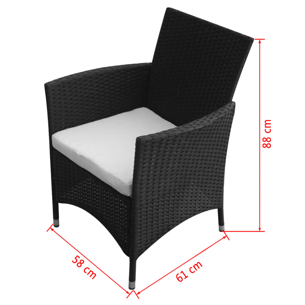 Gartenstühle 2 Stk. Poly Rattan Schwarz