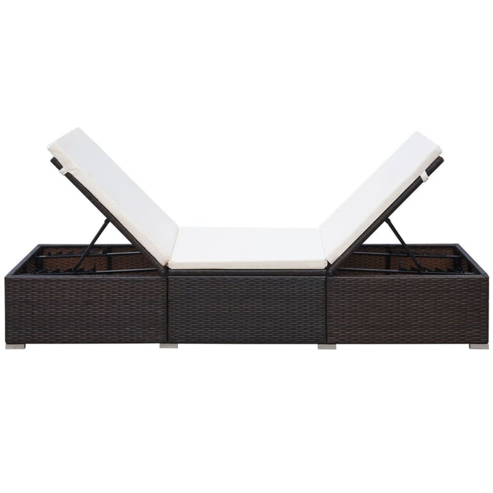 Sonnenliegen 2-tlg. mit Tisch Poly Rattan Braun