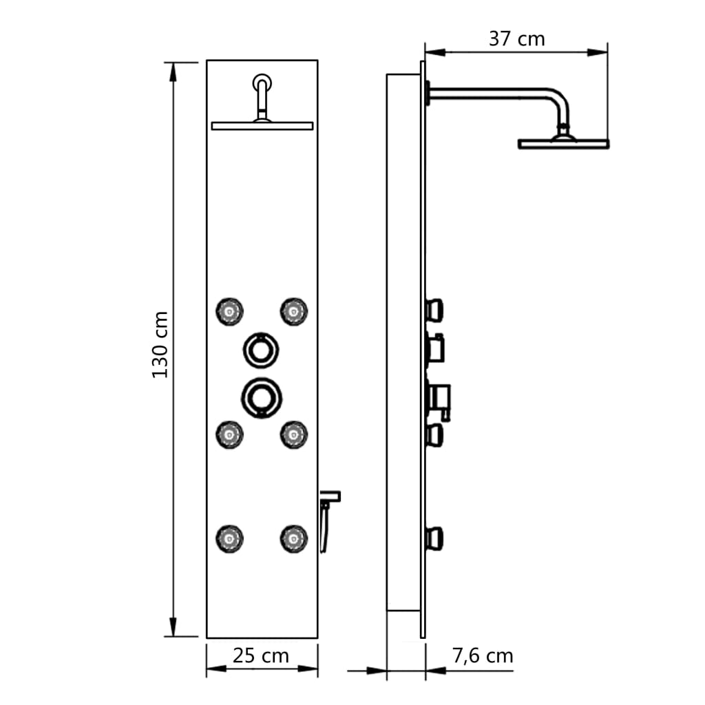 Duschpaneel Glas 25×44,6×130 cm Weiß