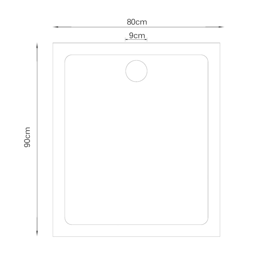 Duschtasse ABS Rechteckig Schwarz 80×90 cm