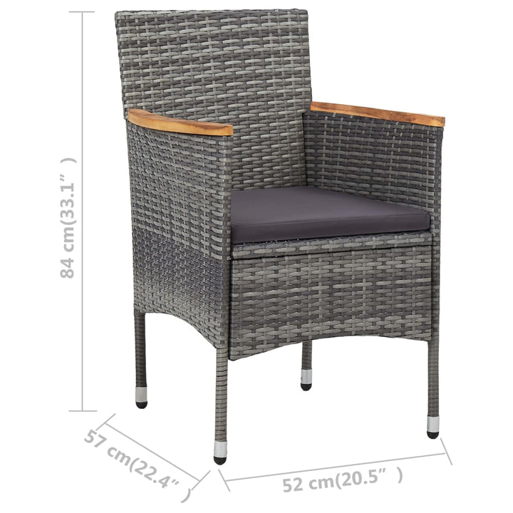 Garten-Essstühle 2 Stk. Poly Rattan Grau