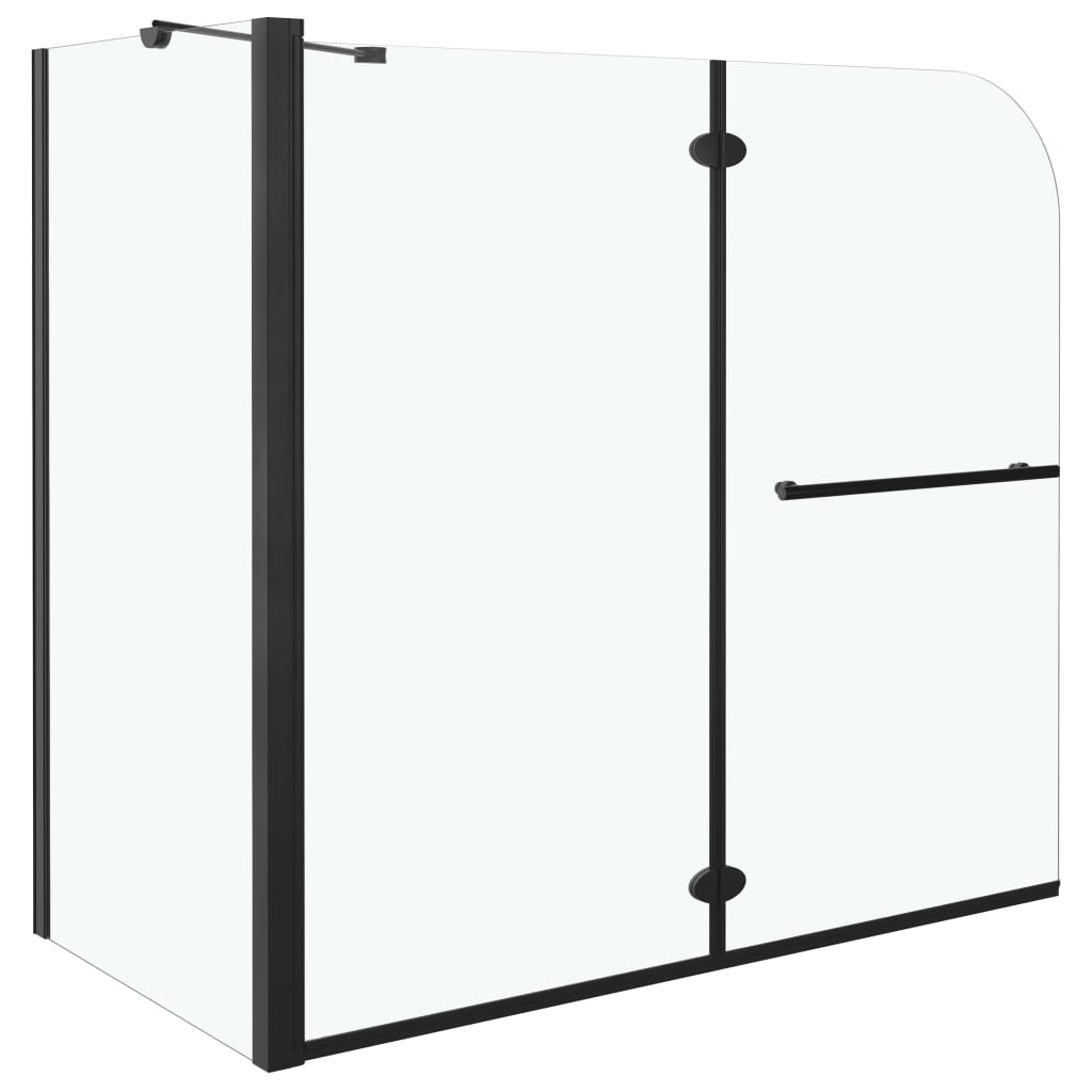 Mampara de bañera plegable de 2 vías, cristal templado de seguridad, 120x68x130 cm, color negro