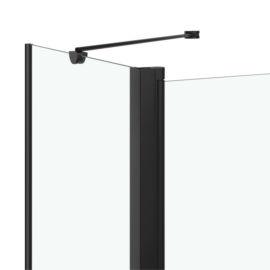 Mampara de bañera plegable de 2 vías, cristal templado de seguridad, 120x68x130 cm, color negro