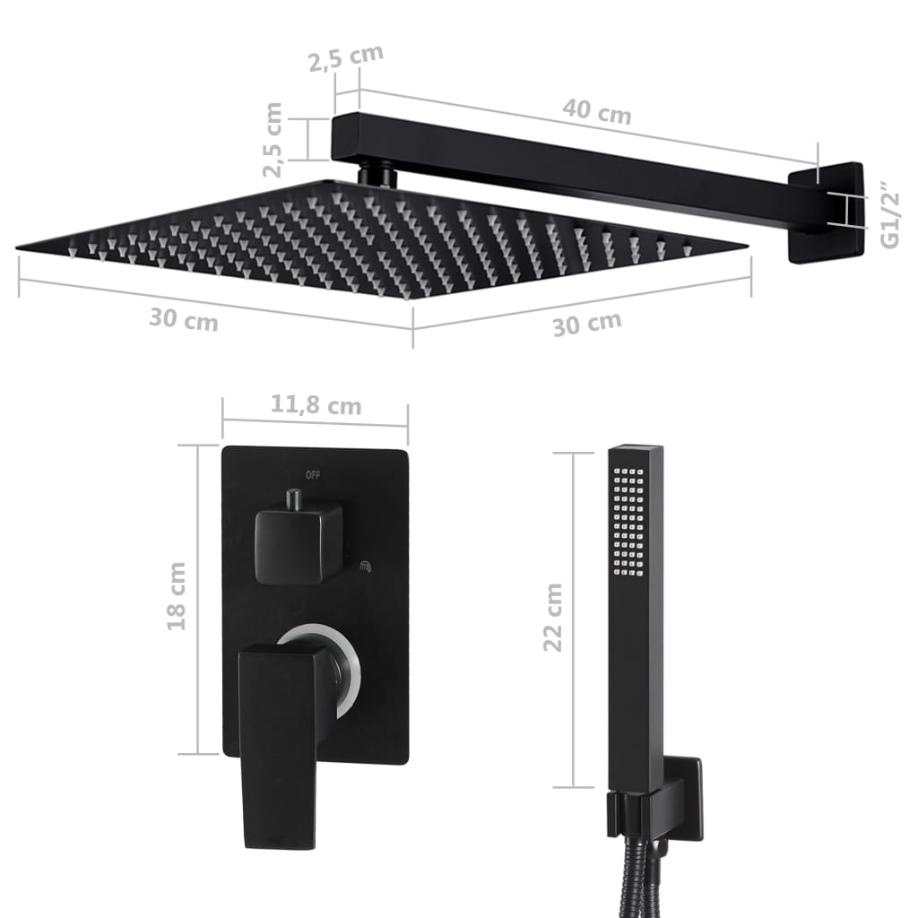 Duschsystem Edelstahl 201 Schwarz