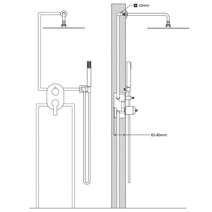 Duschsystem Edelstahl 201 Schwarz